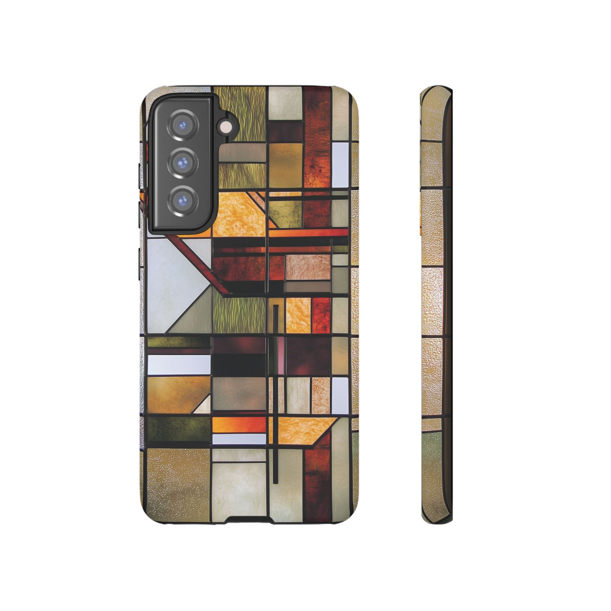 Stained Glass Phone Case Art Deco Frank Lloyd Wright Cottage Core Usonian Prairie Style Geometric Stylish  iPhone 14 15 16 Pro