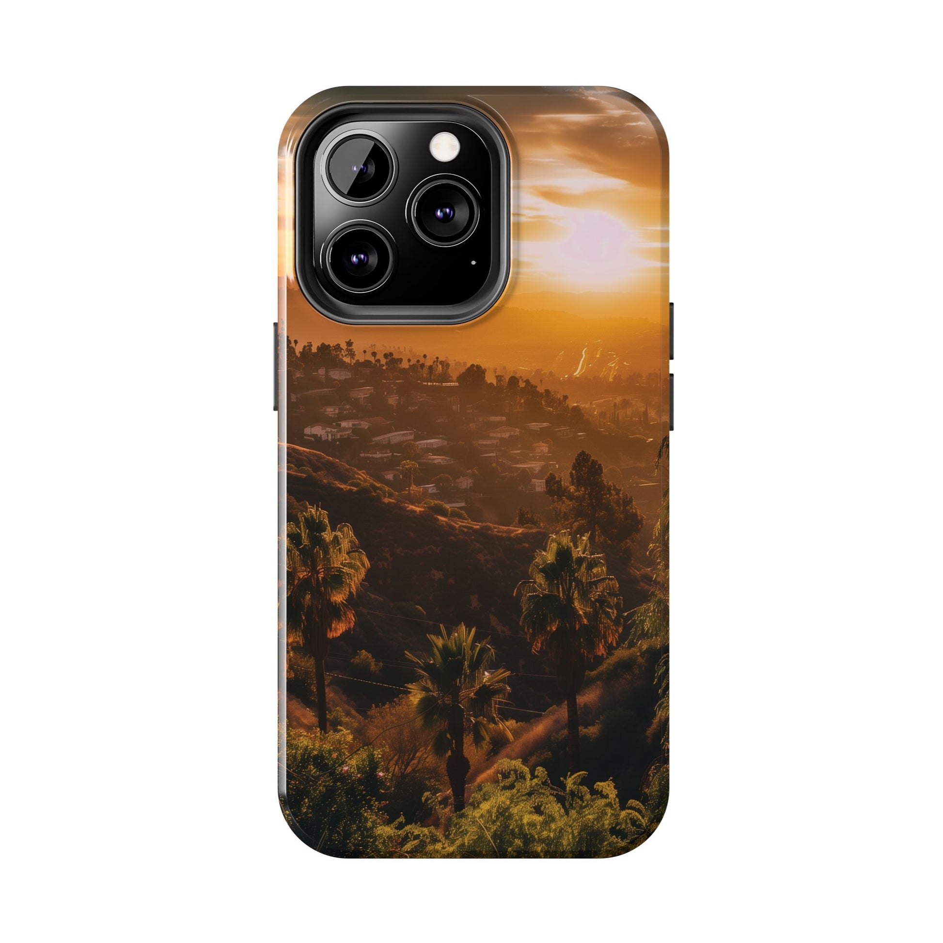 Los Angeles Sunset iPhone Case, Golden Hour Scenic View, Hollywood Hills Sunset Phone Case, Palm Trees Phone Case, iphone 15 pro max case