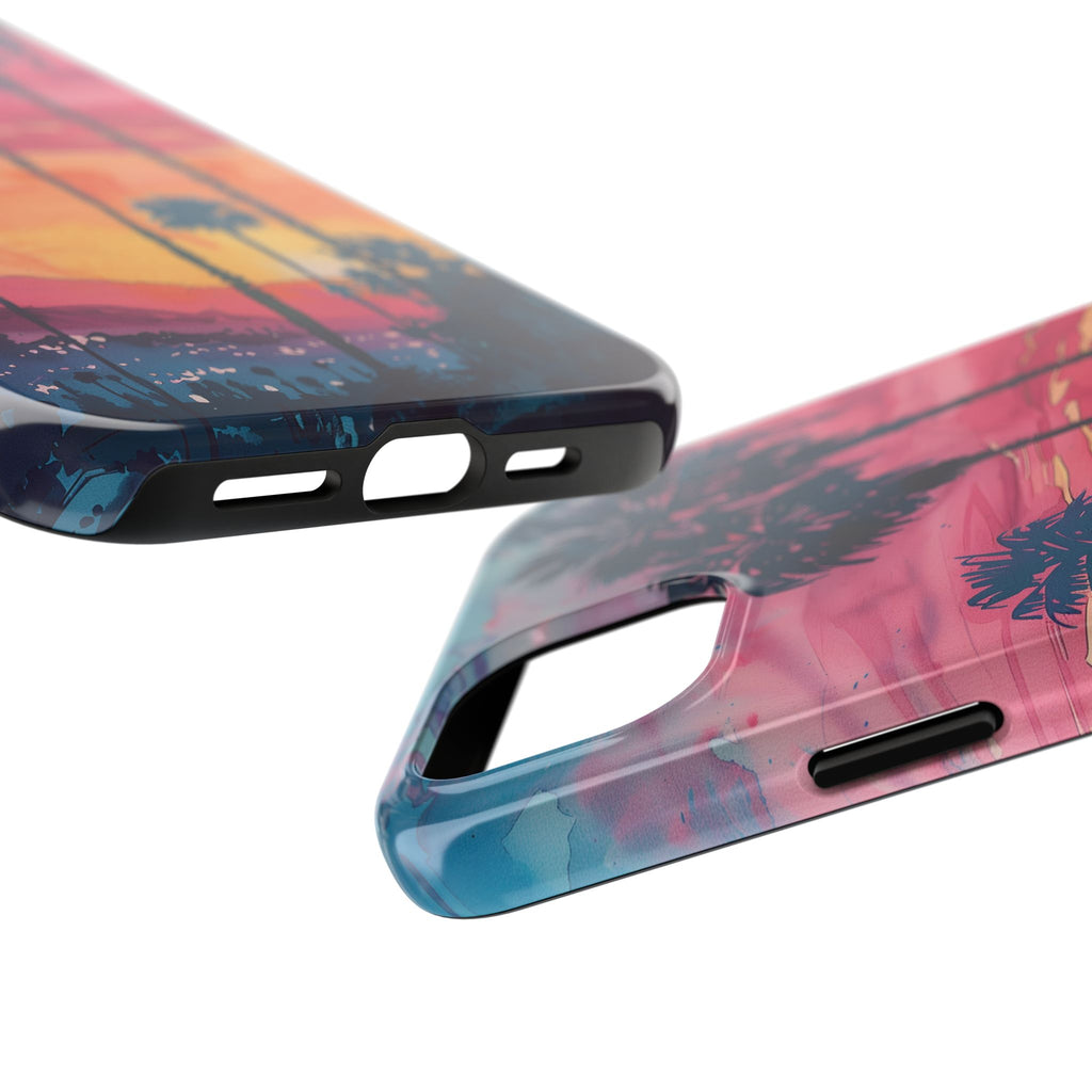 Los Angeles Sunset iPhone Case, Golden Hour Scenic View, Hollywood Hills Sunset Phone Case, Palm Trees Phone Case, iphone 15 pro max case