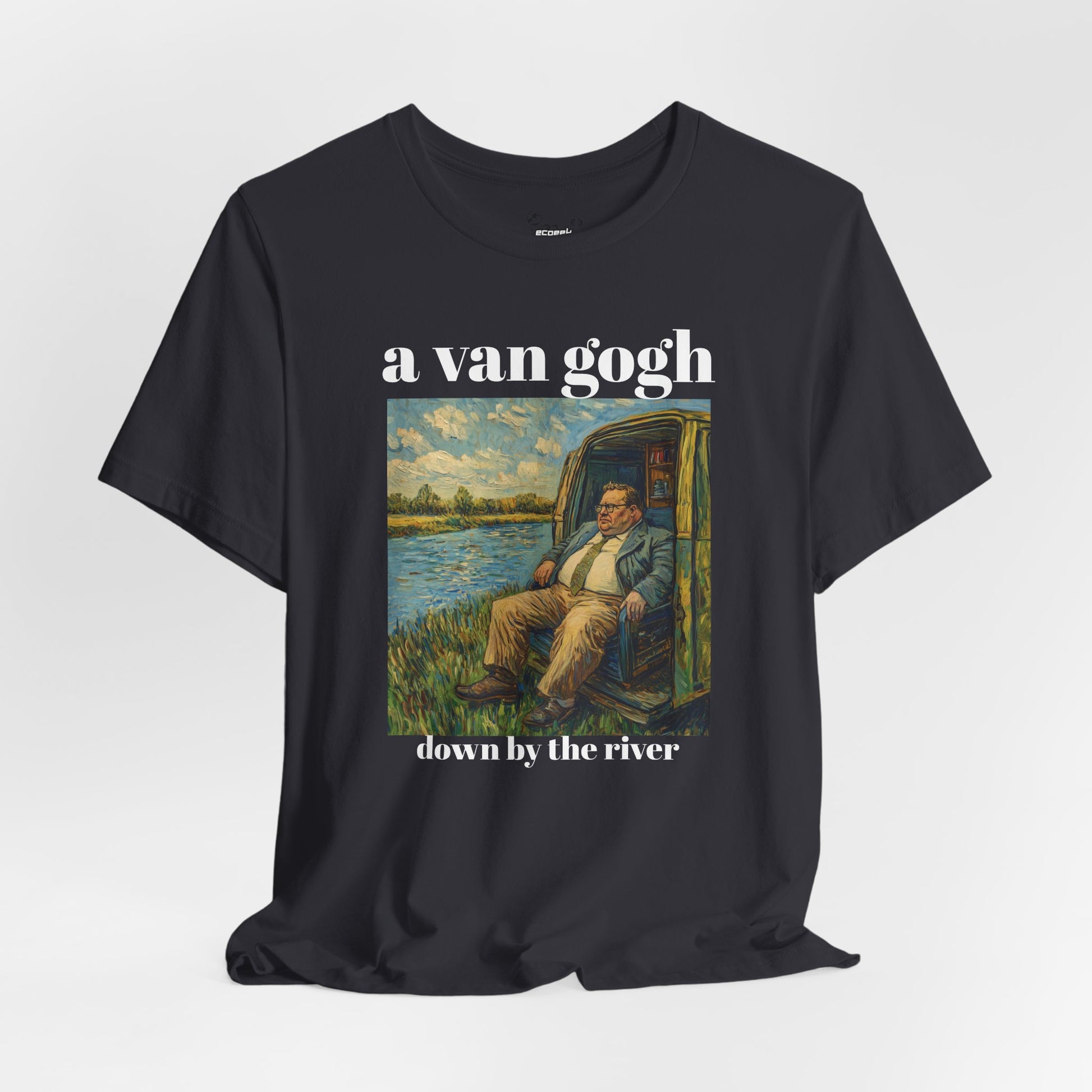 Tshirt Van Gogh Down by the River Van Gogh Style Print Sitting by a River Graphic Tee Tshirt Matte Foley Wall Decor ShirtFine Wall Art