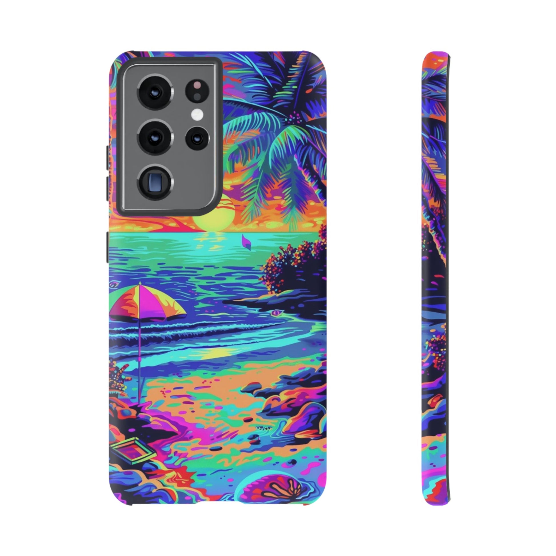 Beach Bliss: Durable Android Phone Case with Lisa Frank Style