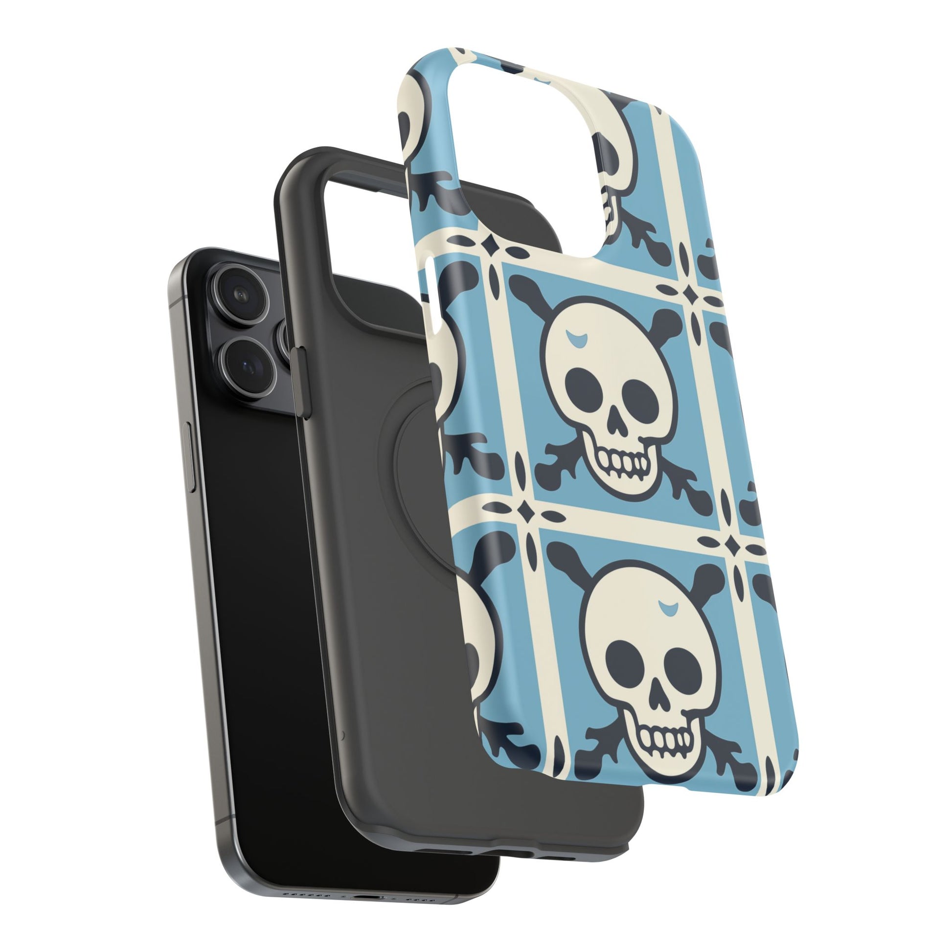 Cute Skull Phone Case Sugar Skull Ghingham Impact-Resistant Cover Goth Skull, Halloween Gift iphone 13 14 15 16 Pro Max