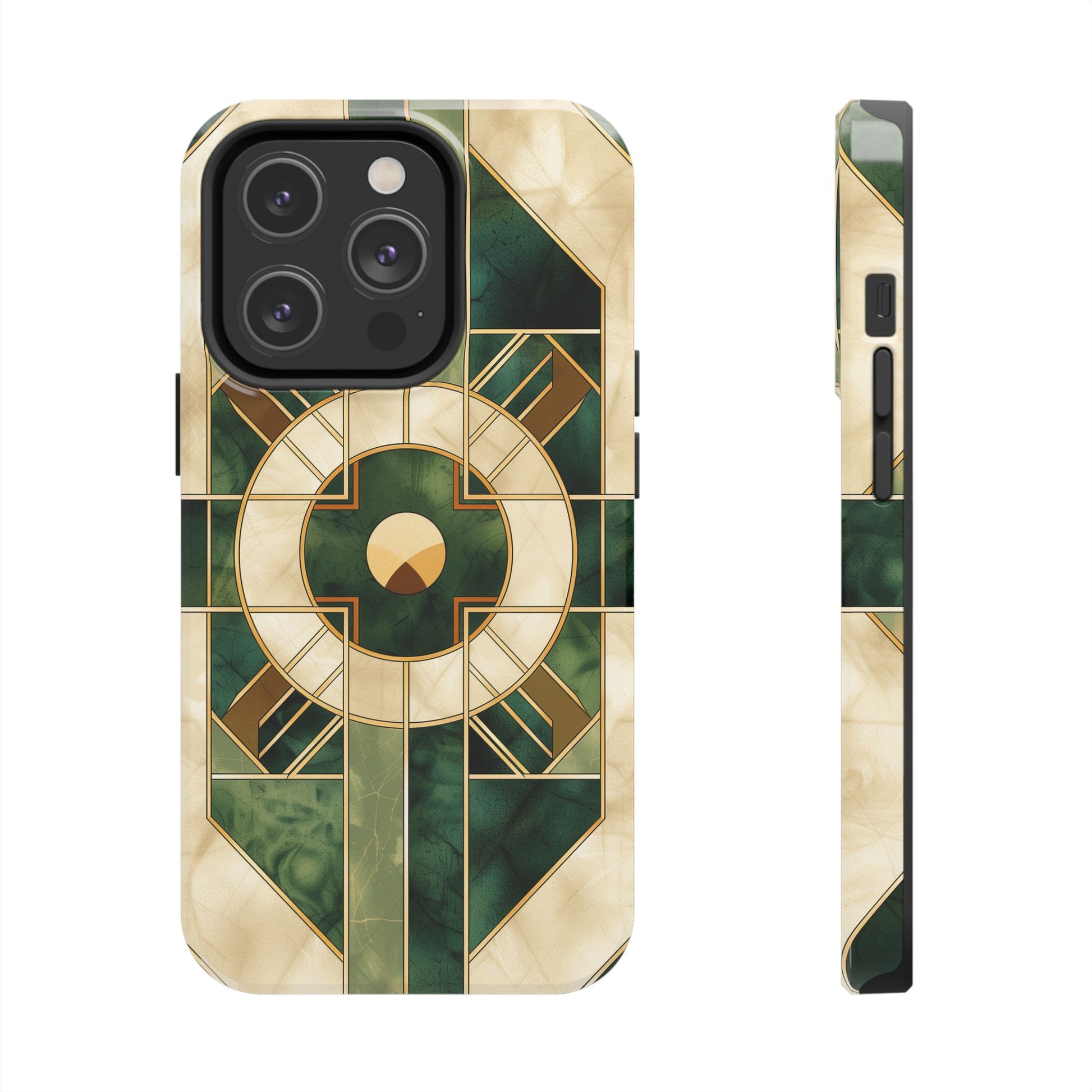 Green Frank Lloyd Wright Inspired Phone Case - Geometric Elegance for iPhone Models