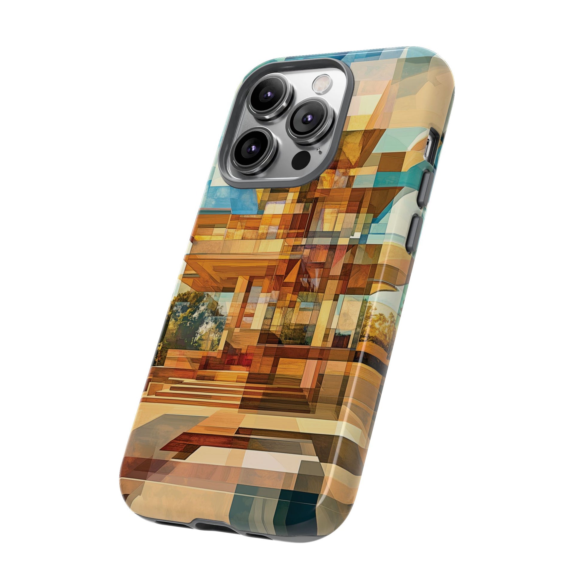 Frank Lloyd Wright Inspired Prairie Usonian Phone Case Geometric Stained Glass Art Deco Marble Gold 13 14 15 16 iPhone Pro Max Galaxy Pixel