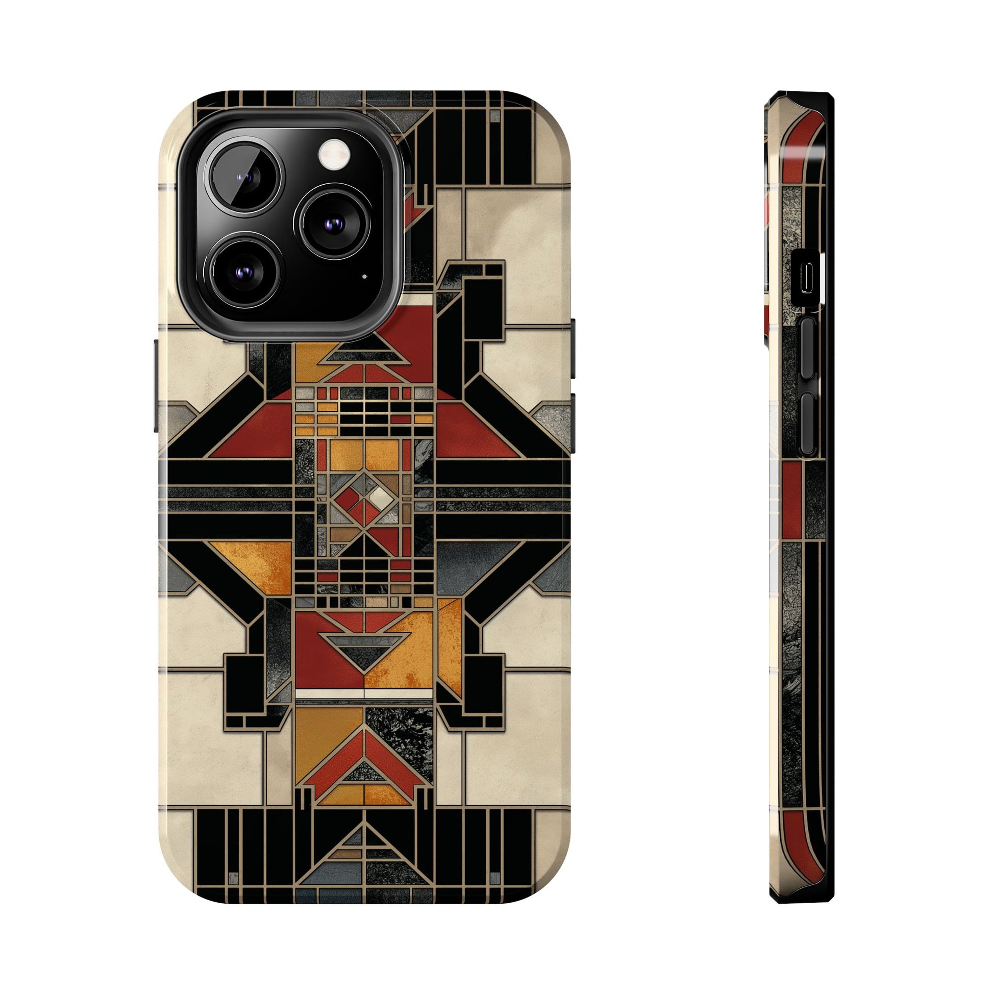 Frank Lloyd Wright Inspired Stained Glass Phone Case - Geometric Elegance for iPhone Models