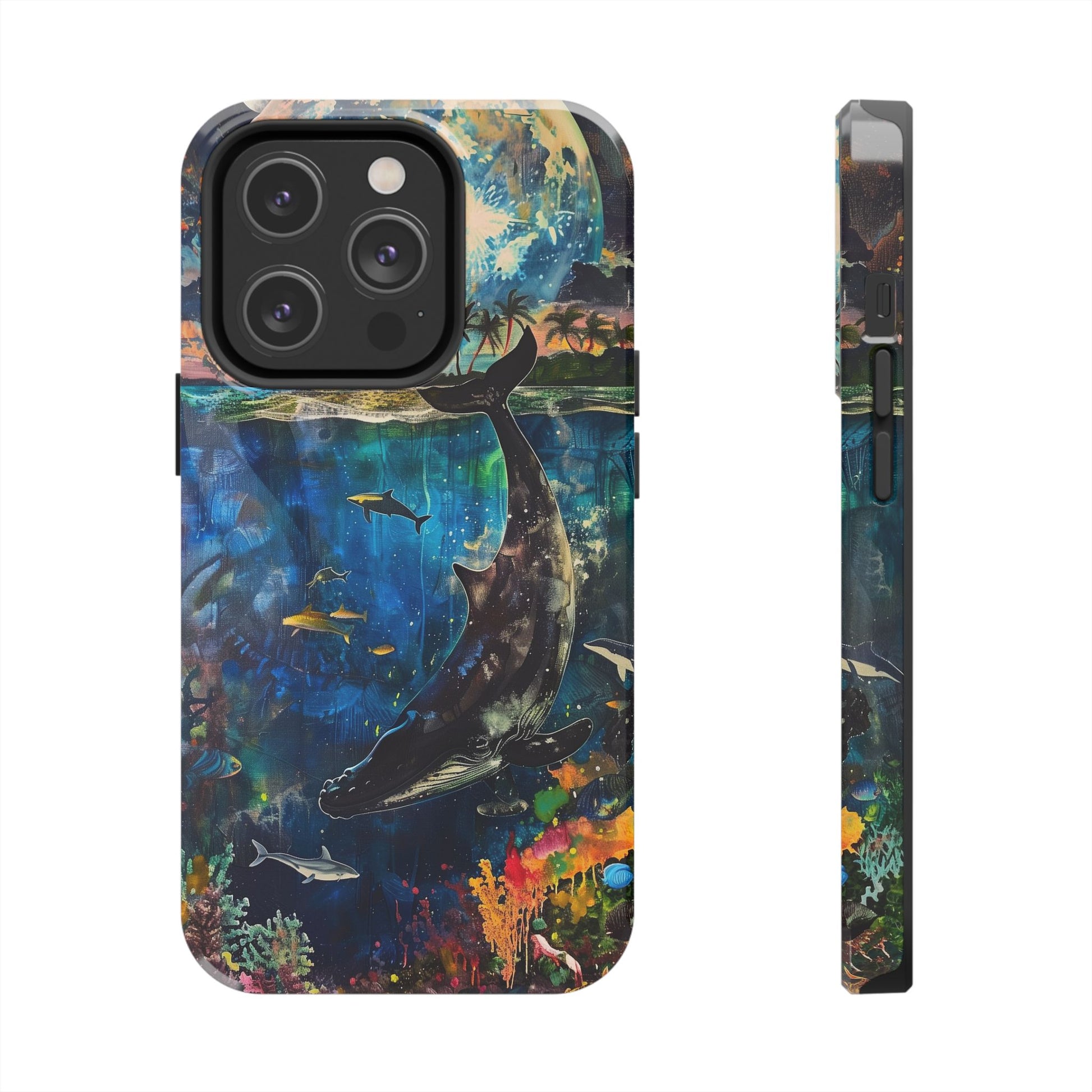 Abstract Moonlit Whale Underwater Phone Case - Durable and Stunning Protective Cover