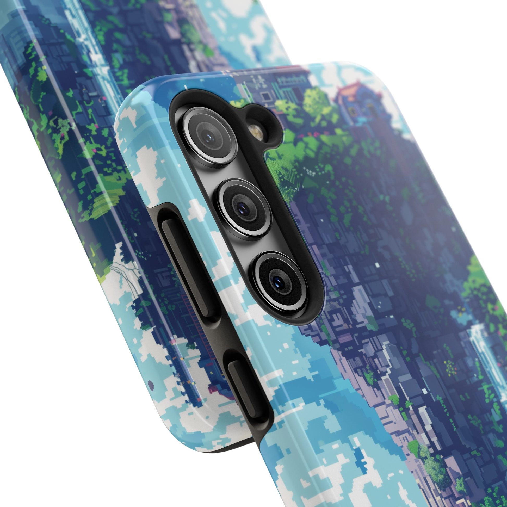 Pixel Art Video Game Landscapes Phone Case, Retro Gaming Pixelated Design, Geeky Gamer Phone Cover, Unique Video Game Art Accessories