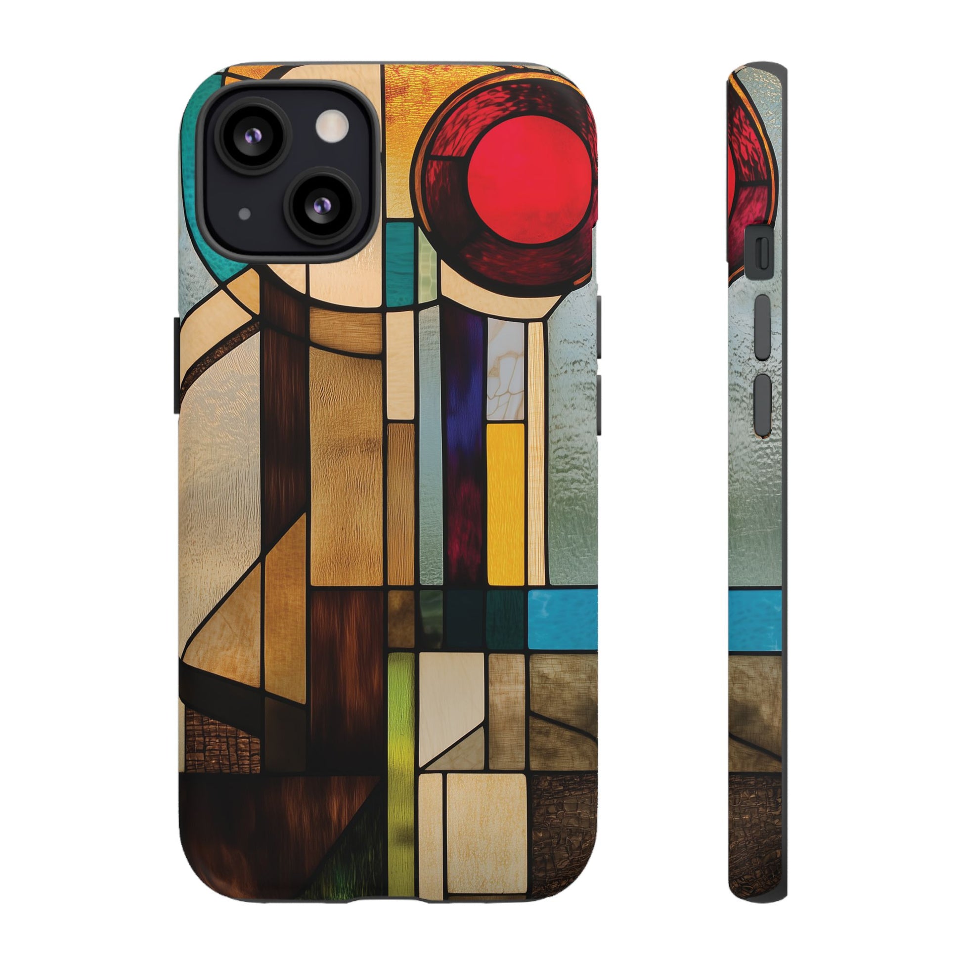 Stained Art Deco Glass Phone Case Frank Lloyd Wright Cottage Core Usonian Prairie Style Geometric Stylish  iPhone 14 15 16 Pro