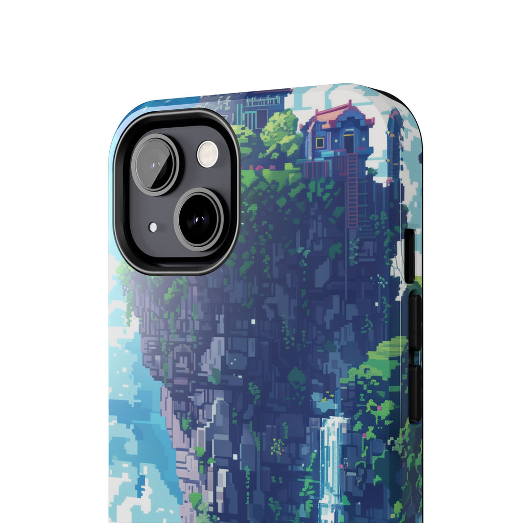 Pixel Art Video Game Landscapes Phone Case, Retro Gaming Pixelated Design, Geeky Gamer Phone Cover, Unique Video Game Art Accessories
