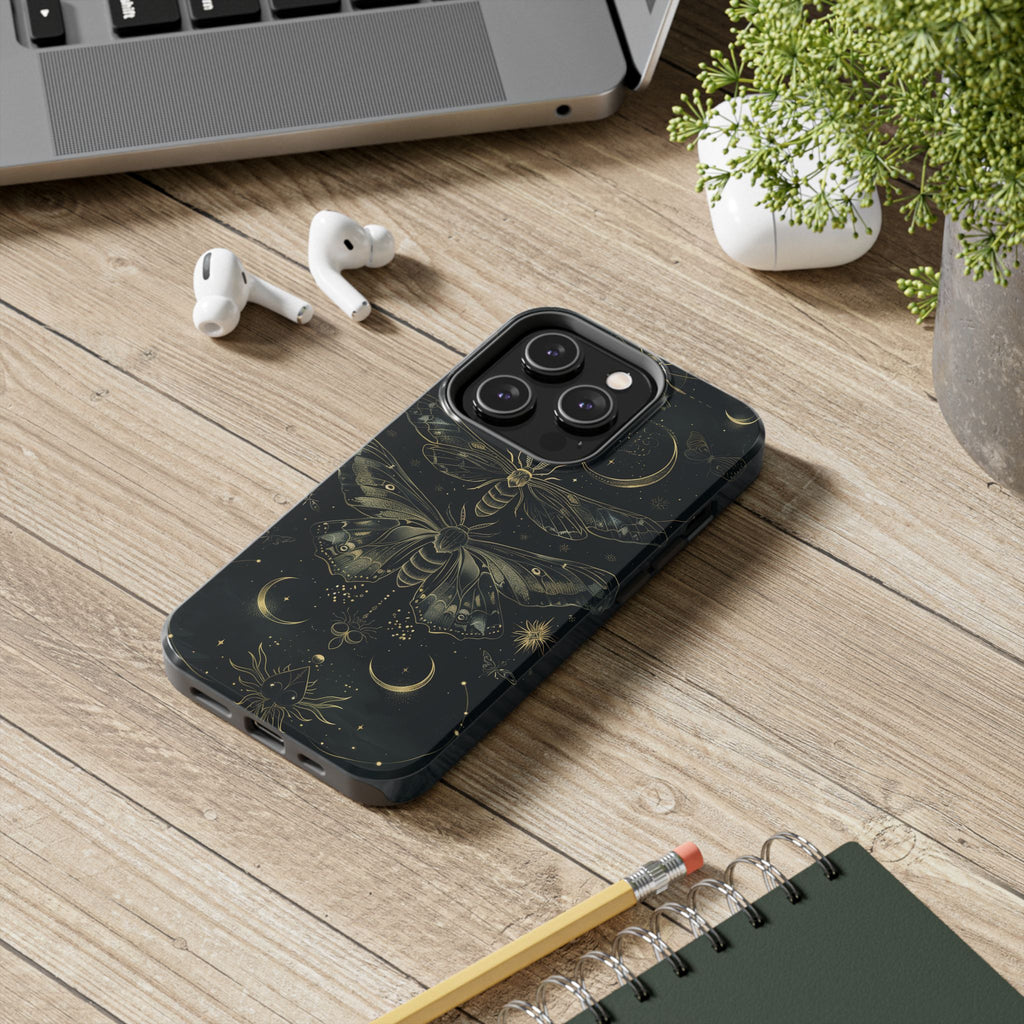 C Dark Academia Mystical Phone Case, Mystical Moth Phone Case, Vintage Magic Witchcraft iPhone Cover, Esoteric Nature Art, iPhone 15 Pro Max