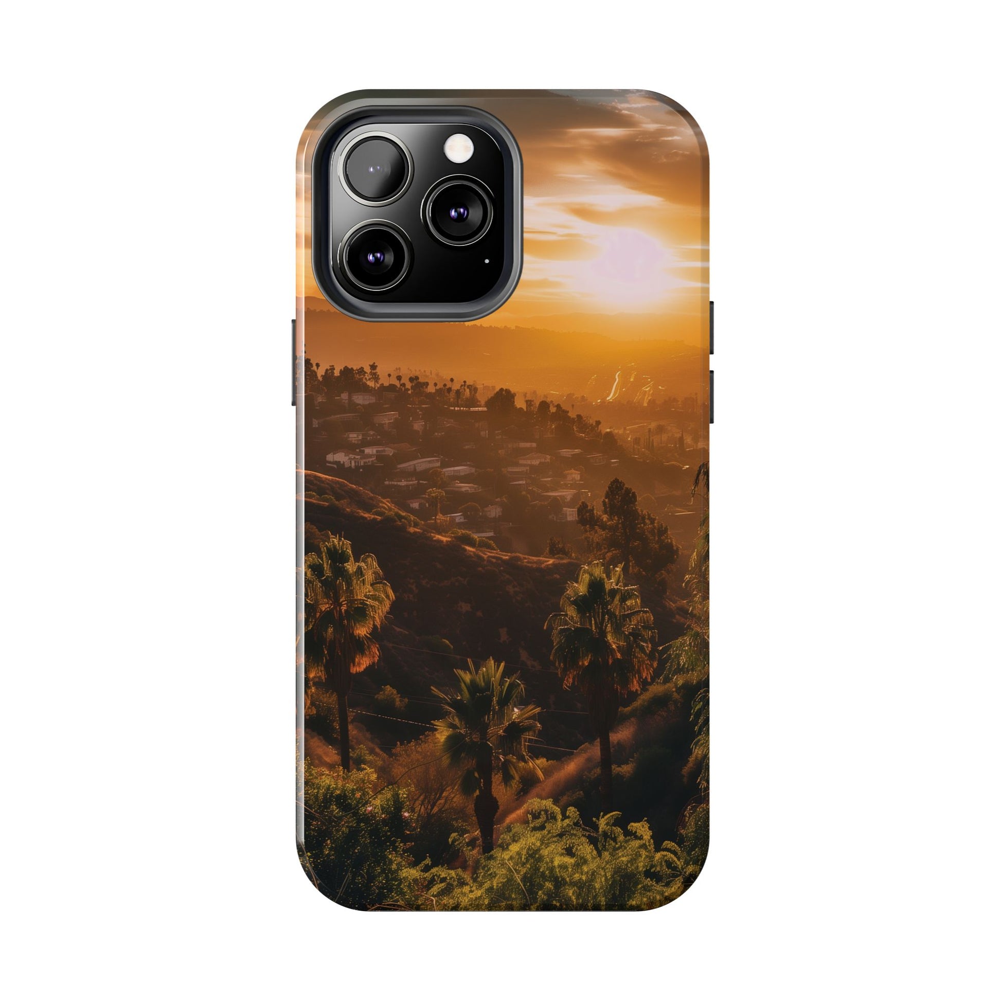 Los Angeles Sunset iPhone Case, Golden Hour Scenic View, Hollywood Hills Sunset Phone Case, Palm Trees Phone Case, iphone 15 pro max case