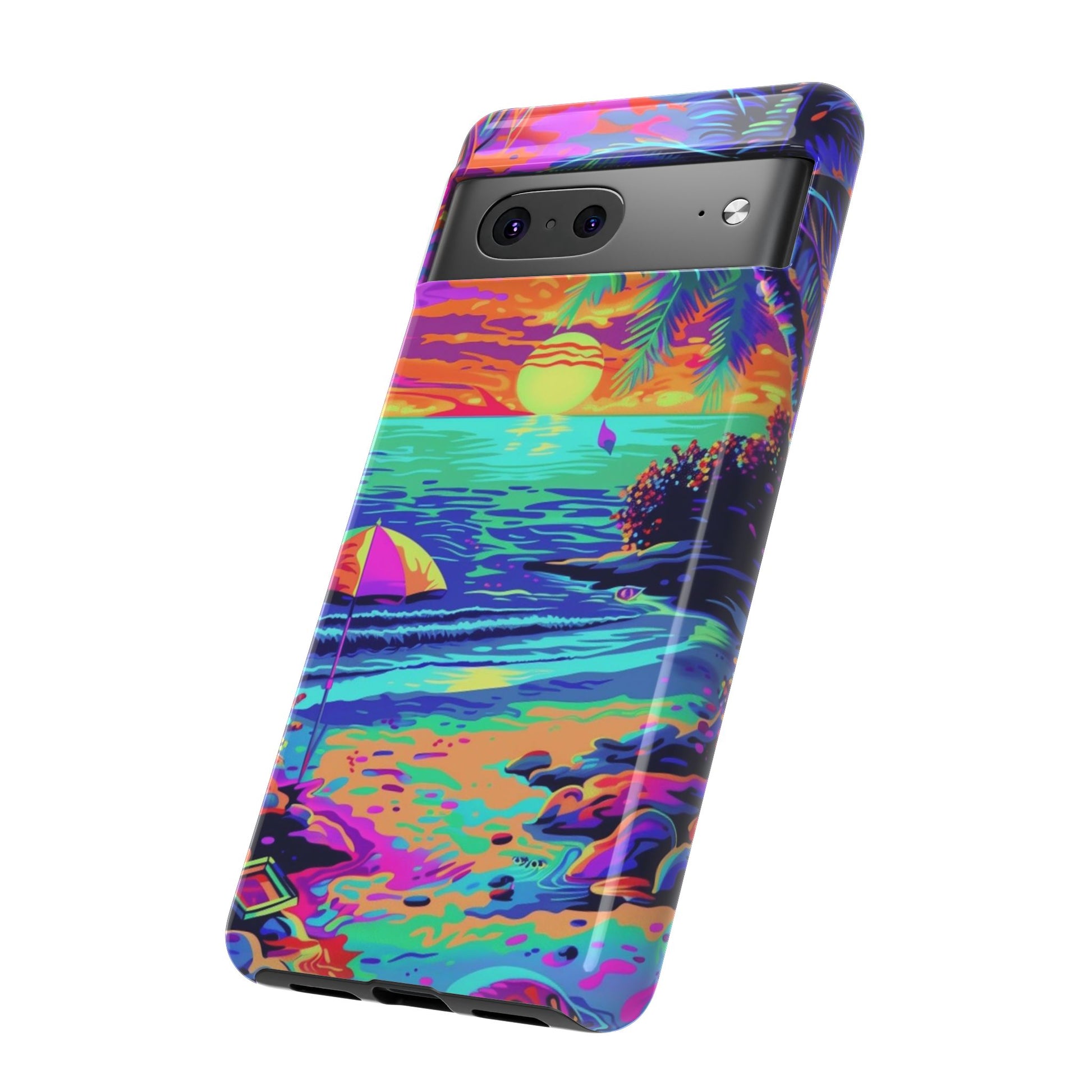 Beach Bliss: Durable Android Phone Case with Lisa Frank Style