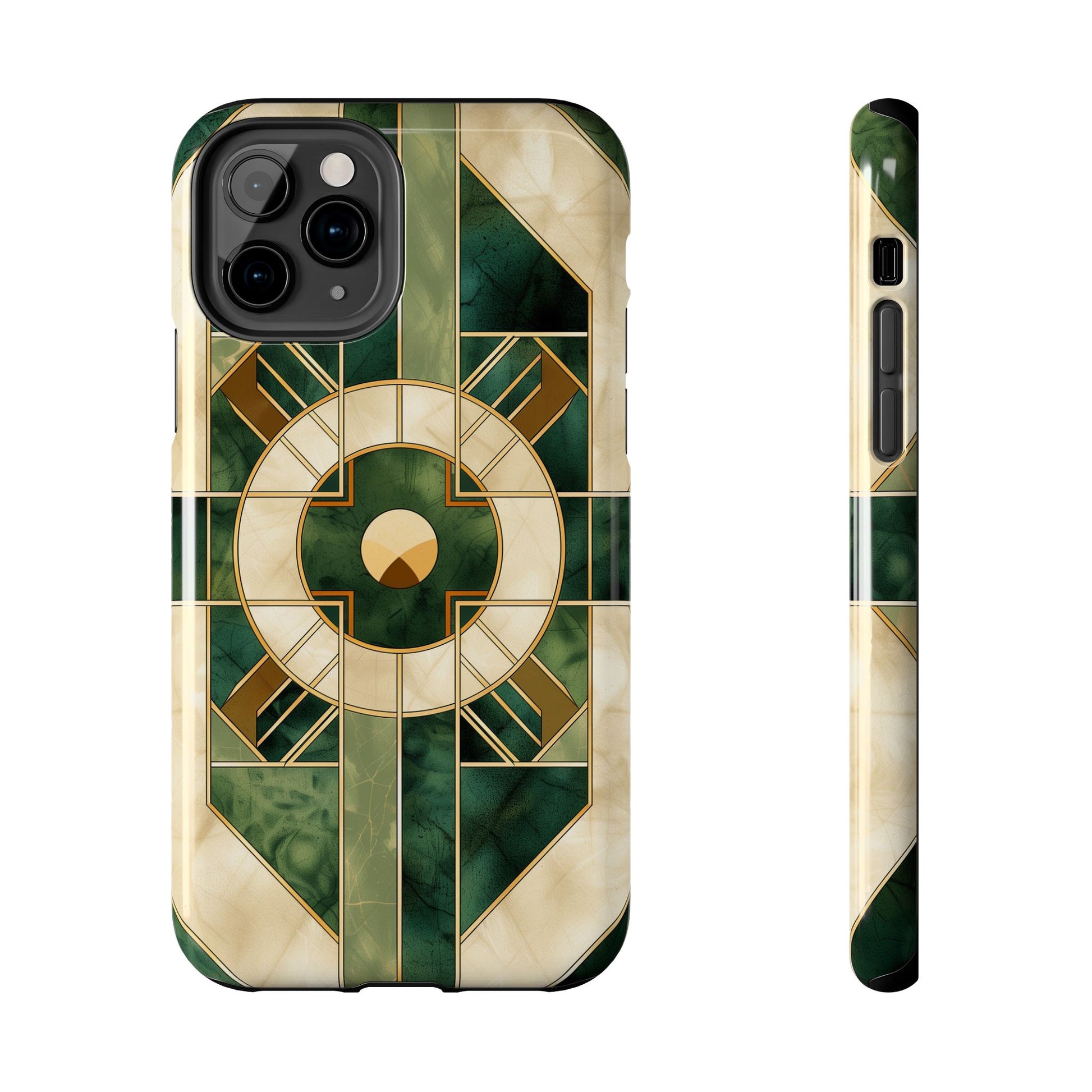 Green Frank Lloyd Wright Inspired Phone Case - Geometric Elegance for iPhone Models