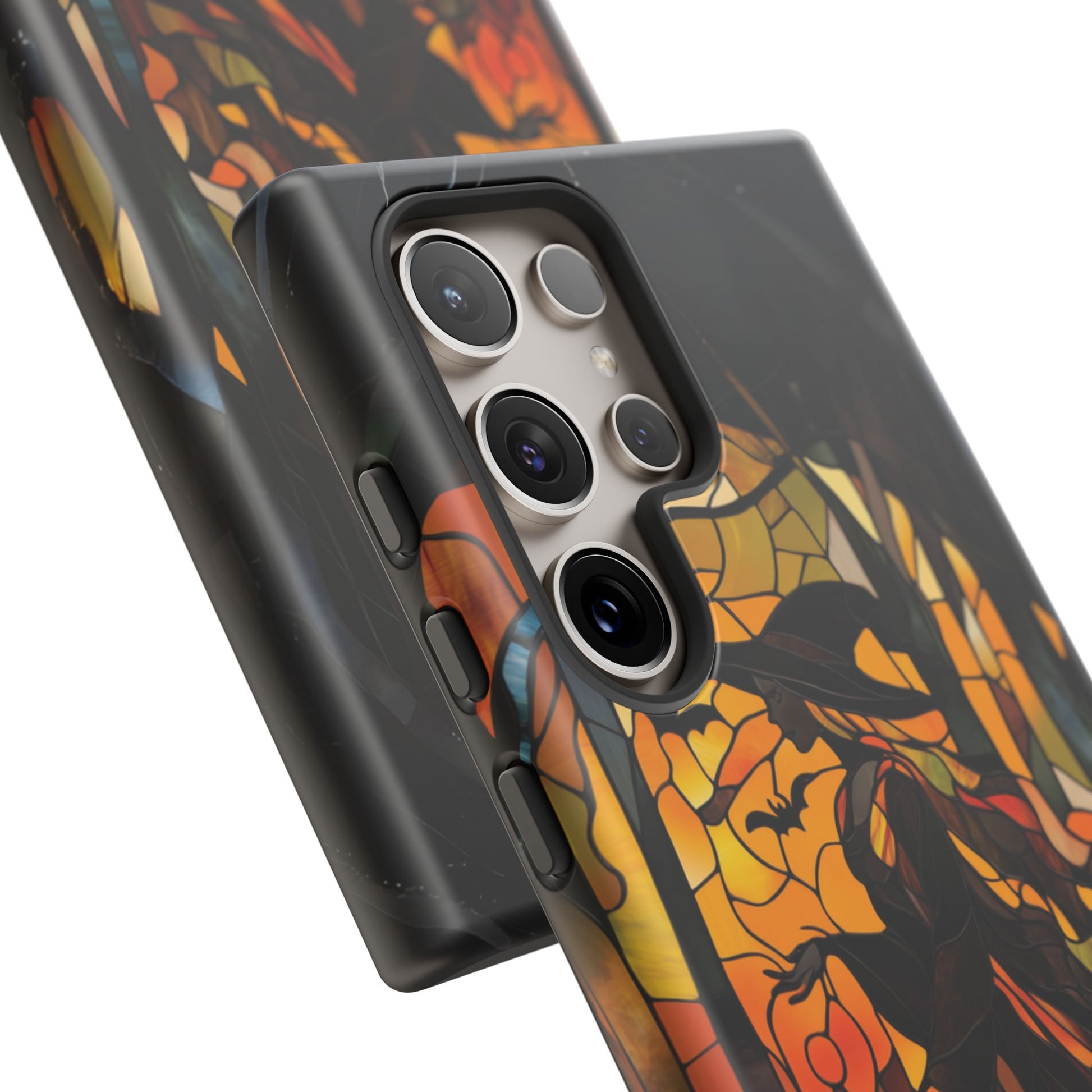Halloween Witch Stained Glass Effect Dark Academia Spooky Fall Witchy Pumpkin Bats Seasonal Fall Mosaic Case iPhone 13 14 15 16 Pro Max