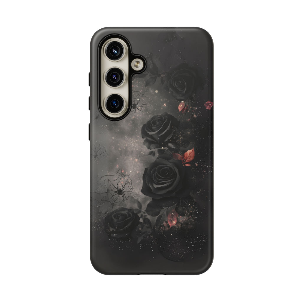 Gothic Floral Phone Case Dark Academia Black Roses Spider Webs Space Witchcraft Night Sky iPhone 13 14 15 16 Pro Max Galaxy Pixel