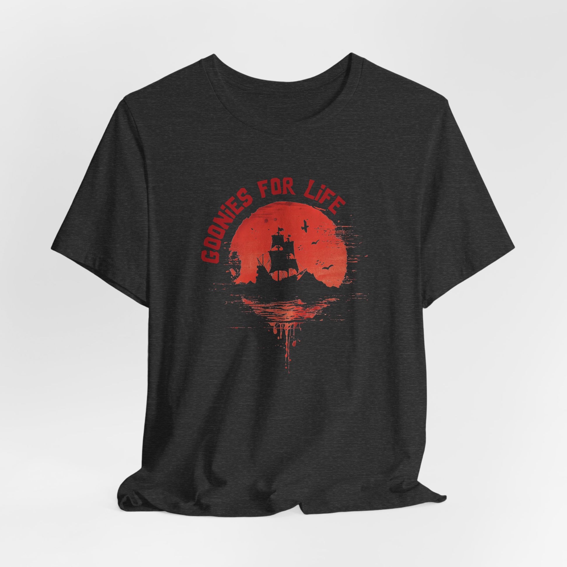 Goonies For Life Vintage Style Sunset Pirate Ship Tee