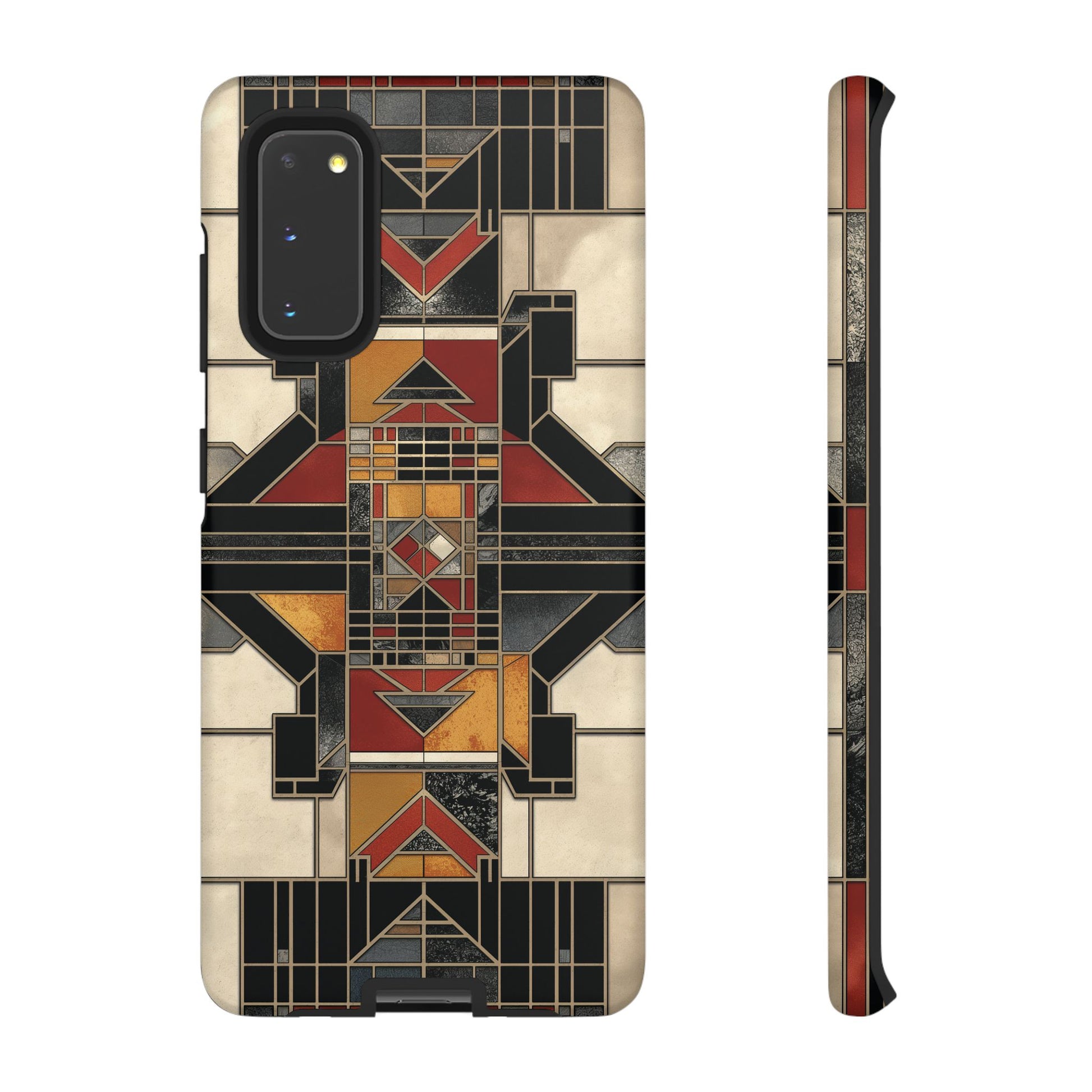 Stained Glass Art Deco Southwest Prairie Style Frank Lloyd Phone Case Geometric Marble Gold 13 14 15 16 iPhone Pro Max Galaxy Pixel