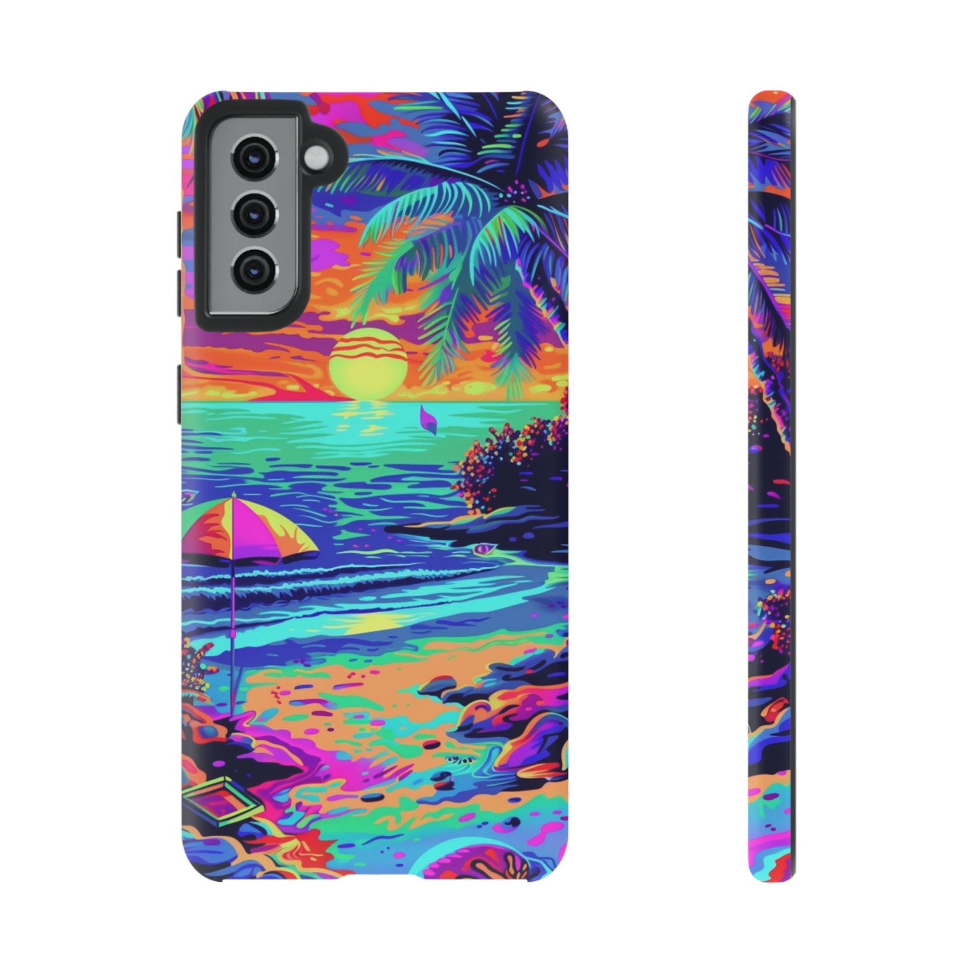 Beach Bliss: Durable Android Phone Case with Lisa Frank Style