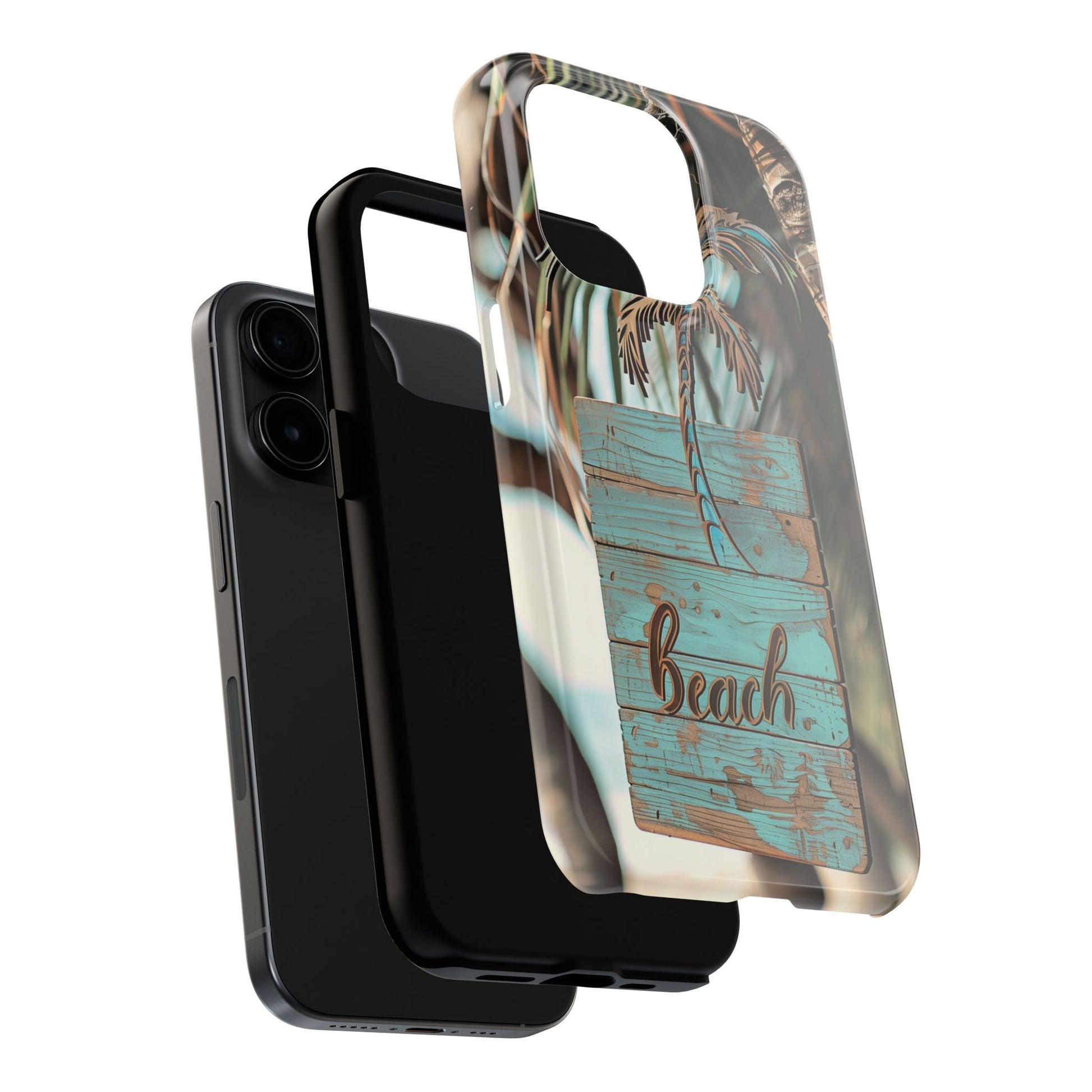 Durable Phone Case with Palm Tree Charm