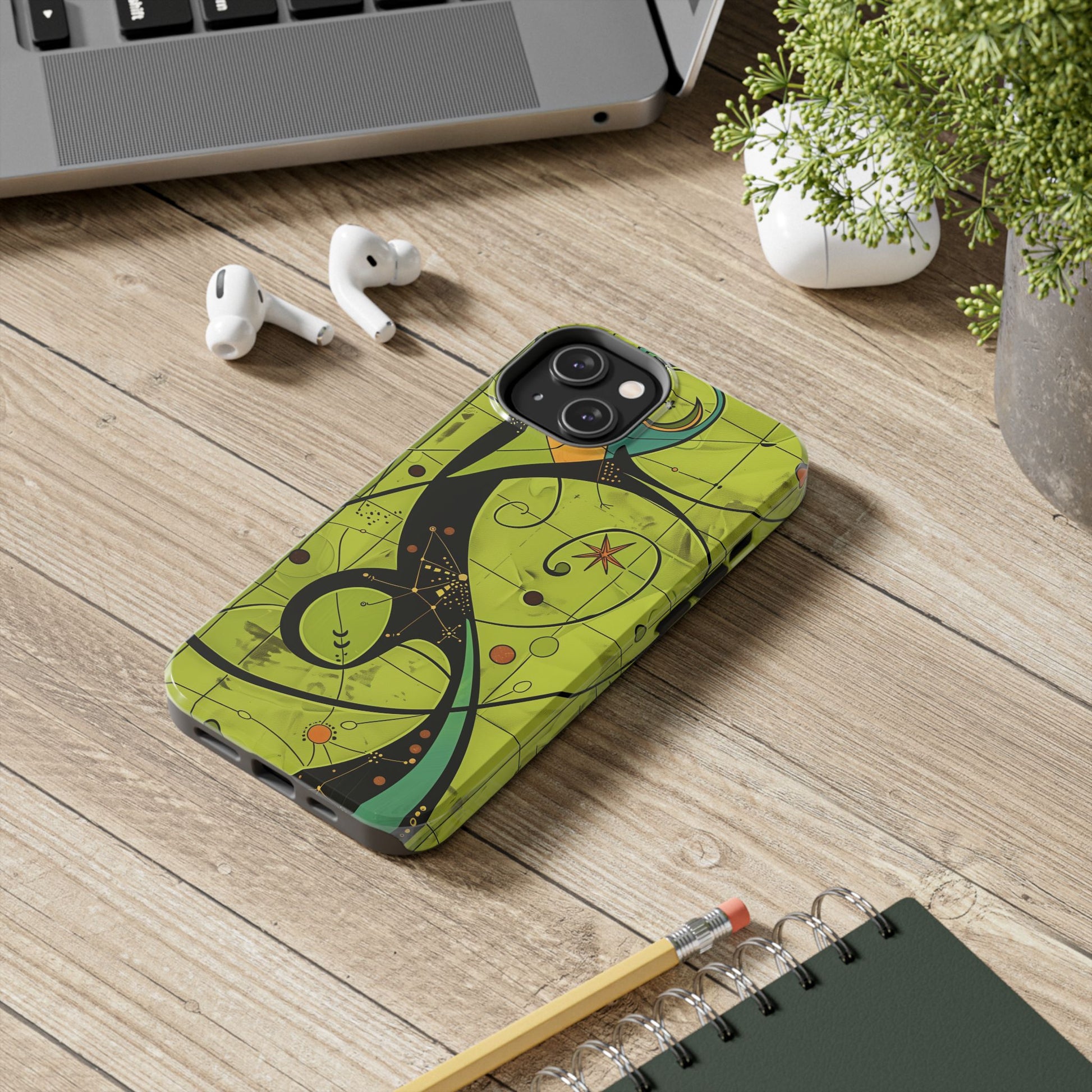 Mid Century Modern Star Design Phone Case, Earth Tone Colors, Retro Style Smartphone Cover, Vintage Phone Case, iPhone 14 Case, Apple iPhone