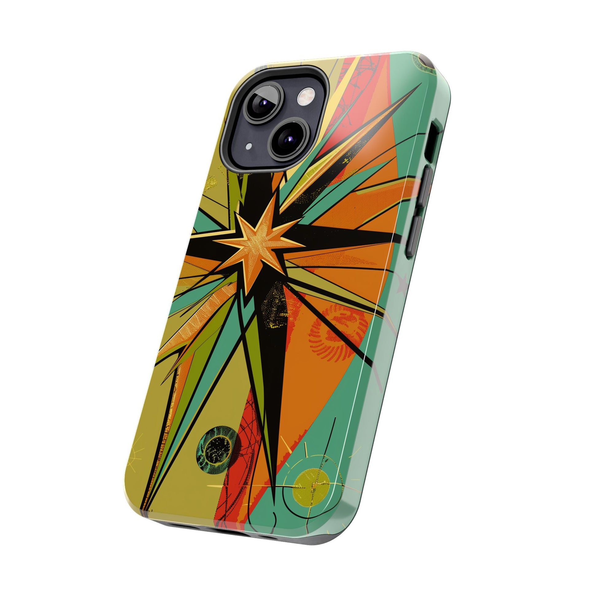 Mid Century Modern Star Design Phone Case, Earth Tone Colors, Retro Style Smartphone Cover, Vintage Phone Case, iPhone 14 Case, Apple iPhone