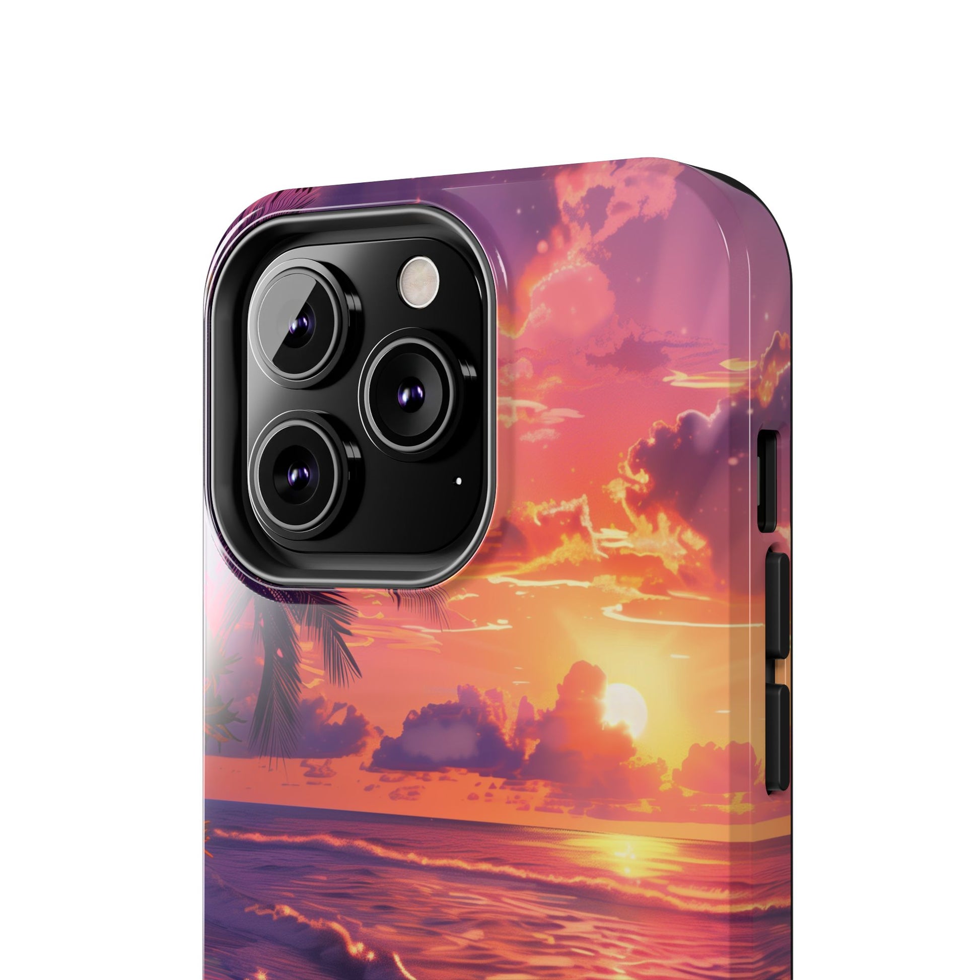 Tough Beach Scene Sunrise - Durable Case Lisa Frank Inspired Beach Art - Vibrant Beach Design - Colorful Phone Case for Beach Lovers