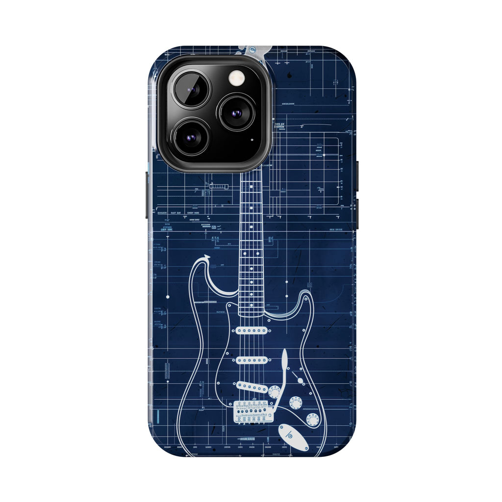 Guitar Phone Case, Guitar Blueprint iPhone Cover, Vintage Guitar Design, Custom iPhone Covers, Rock Music Phone Accessories, Musician Gift