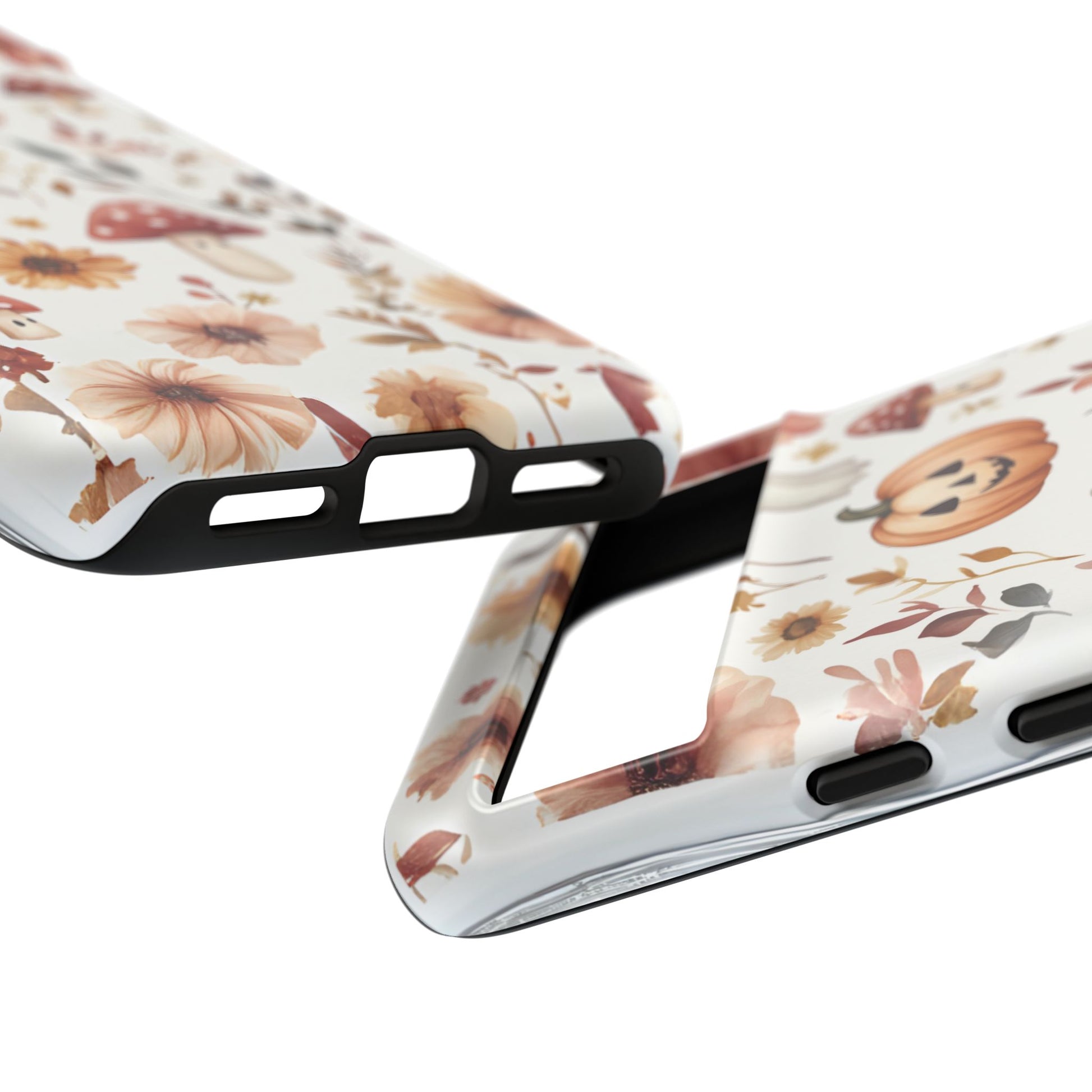 Cottagecore Fall Floral Phone Case for iPhone Samsung Pixel Autumn Pumpkin Tough Case iPhone 16 15 14 13 Pro Max
