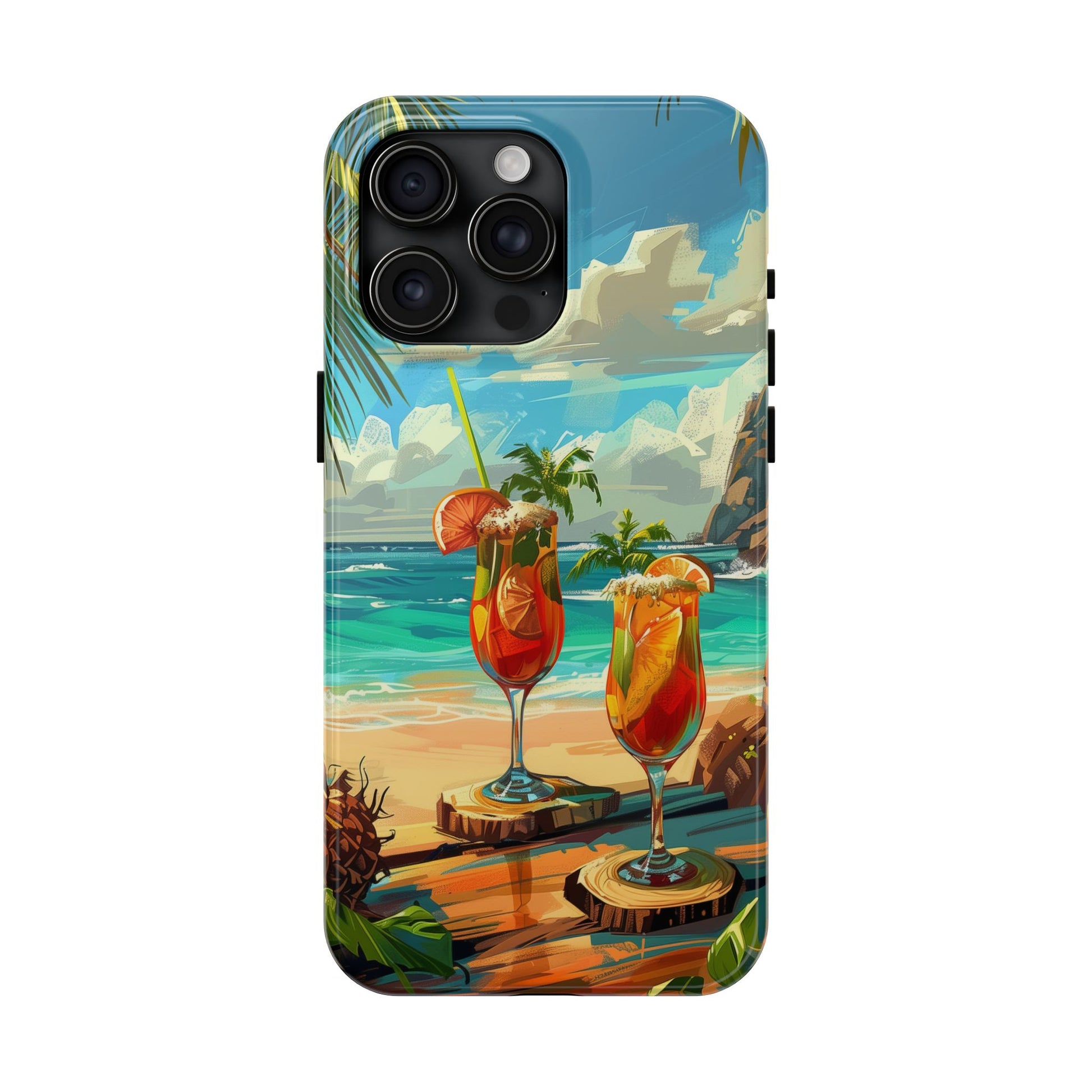 Retro Beach Scene Phone Case, Vintage Tropical Ocean iPhone Case, Summer Beach Phone Cover for iPhone, iphone 15 pro max