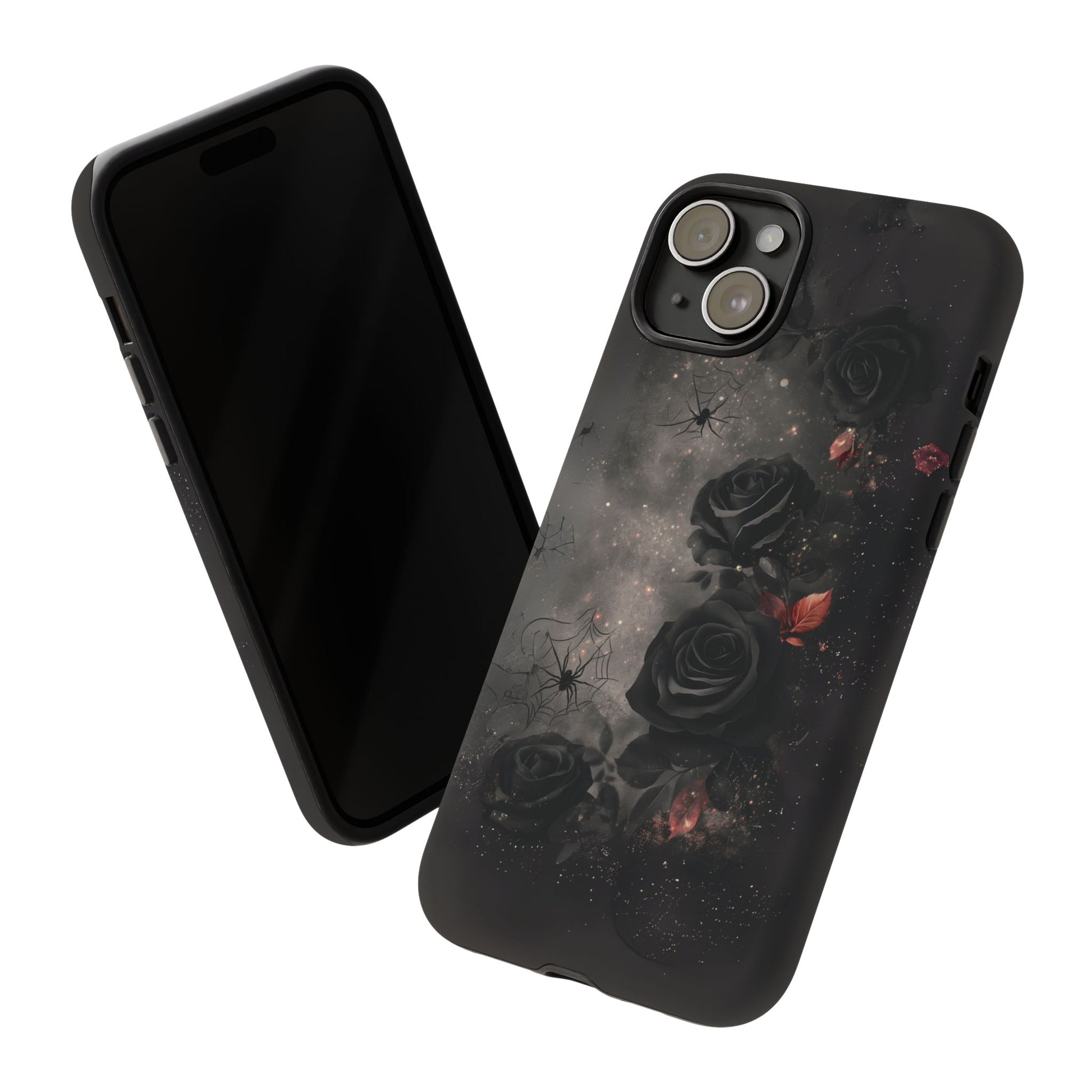 Gothic Floral Phone Case Dark Academia Black Roses Spider Webs Space Witchcraft Night Sky iPhone 13 14 15 16 Pro Max Galaxy Pixel
