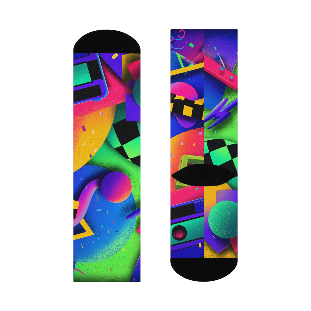 80s Vibe Neon Abstract Super Crew Socks