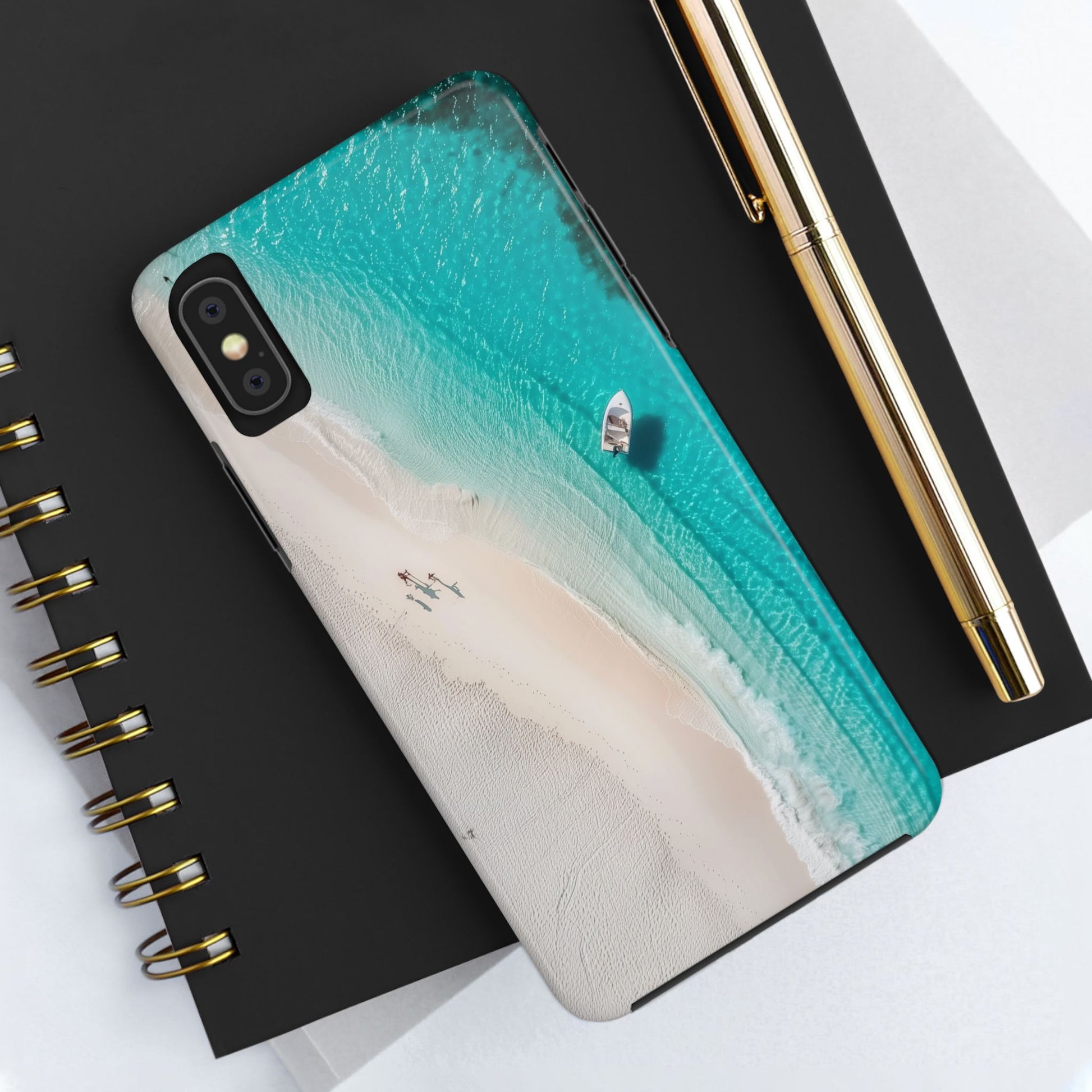 Turquoise Tranquility: Durable iPhone Case with White Sand Beach