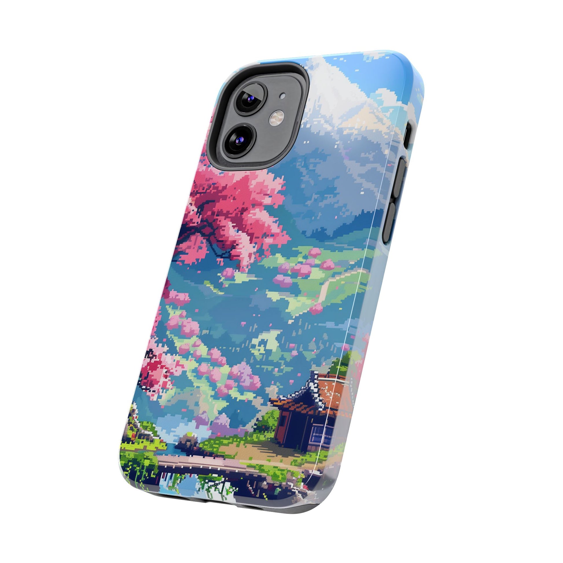 Pixel Art Video Game Landscapes Phone Case, Retro Gaming Pixelated Design, Geeky Gamer Phone Cover, Unique Video Game Art Accessories