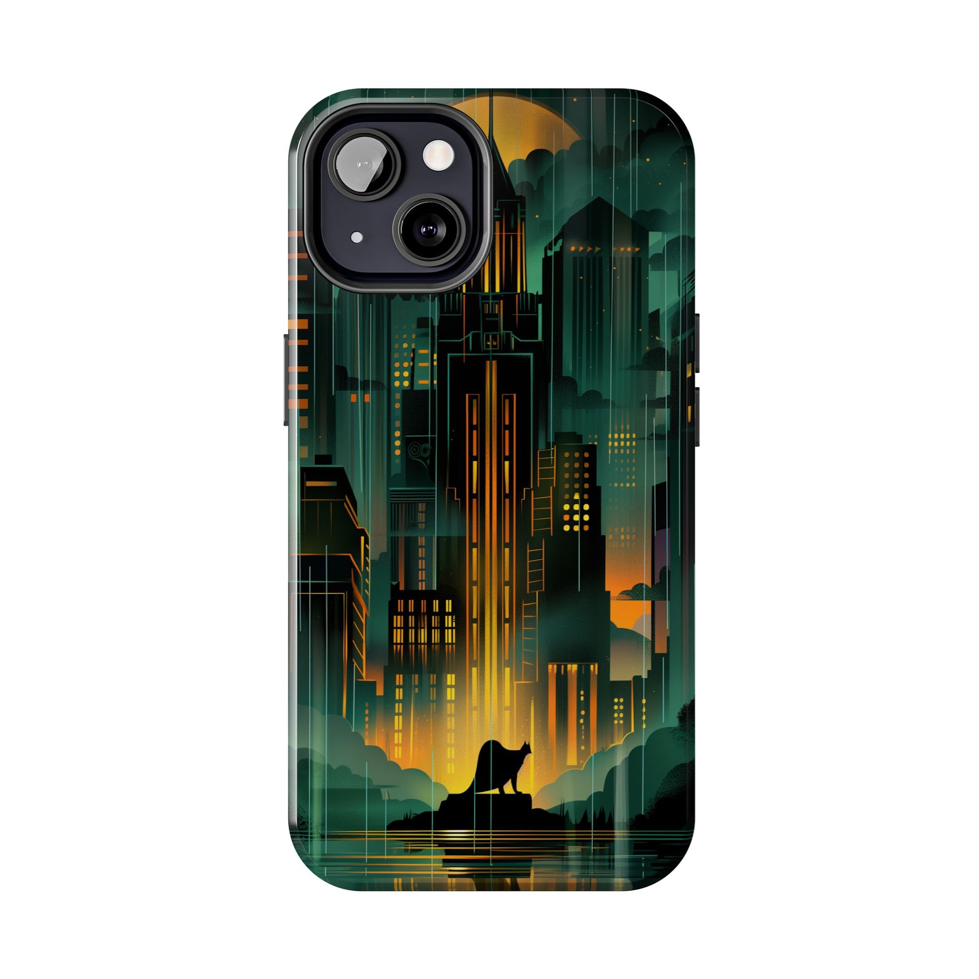 Nighttime Batman Phone Case - Gotham Art Deco Style - Noir Inspired Phone Cover - Dark Knight Accessory