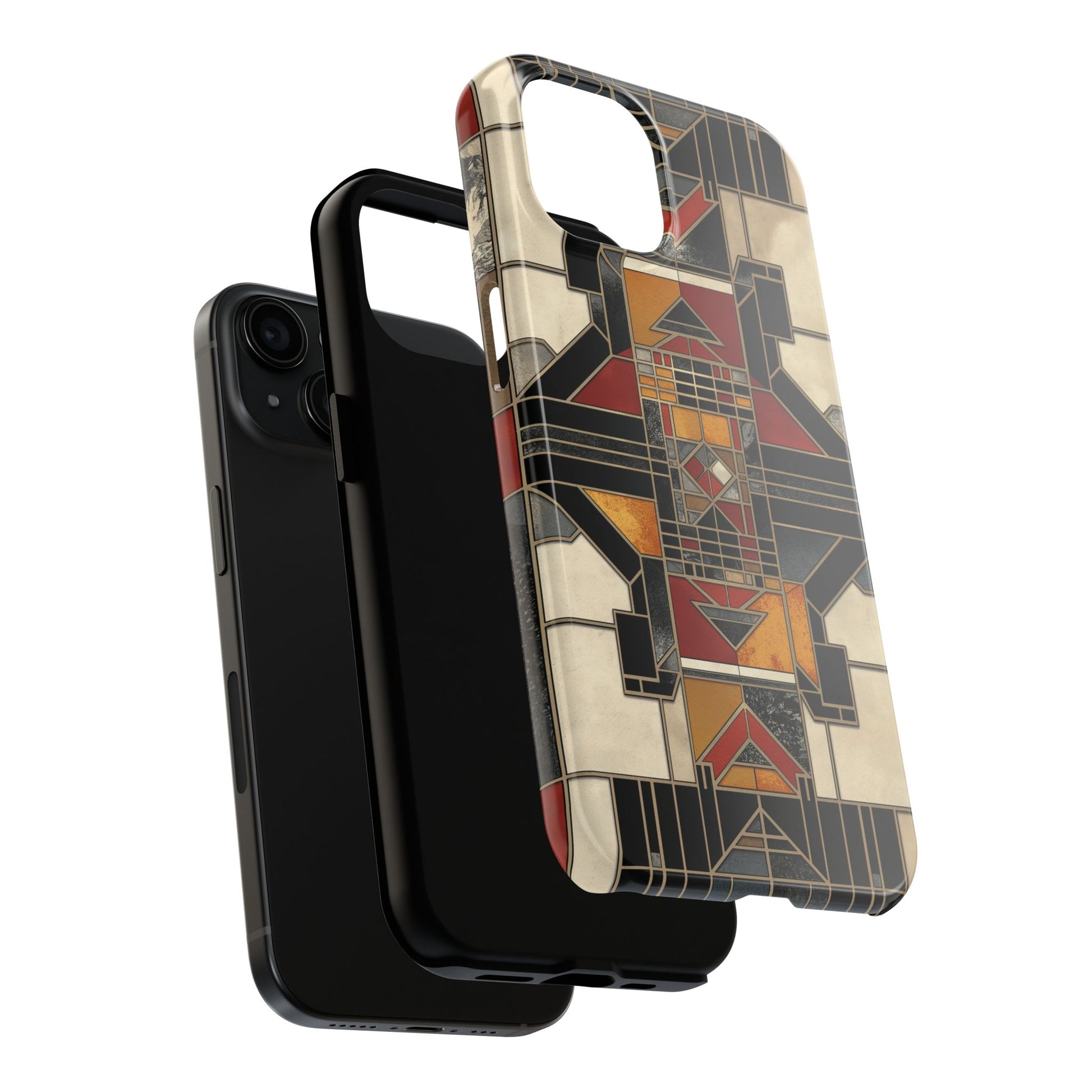 Frank Lloyd Wright Inspired Stained Glass Phone Case - Geometric Elegance for iPhone Models