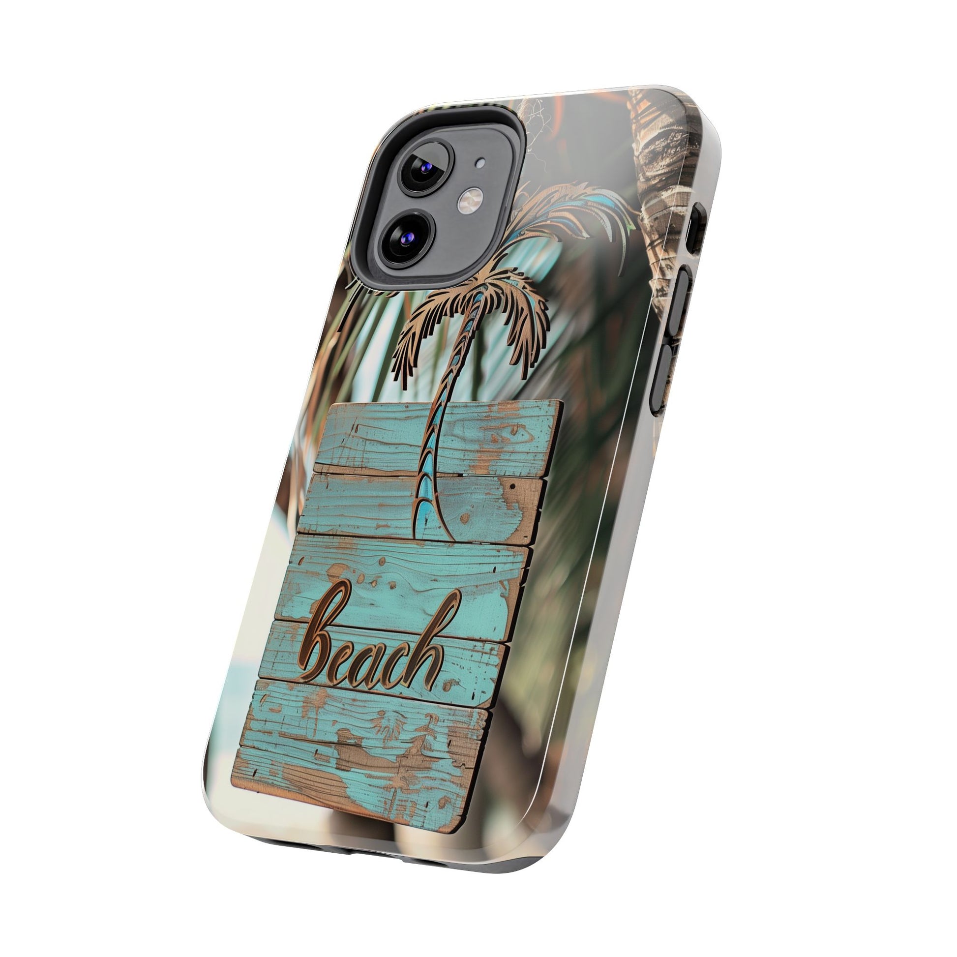 Durable Phone Case with Palm Tree Charm