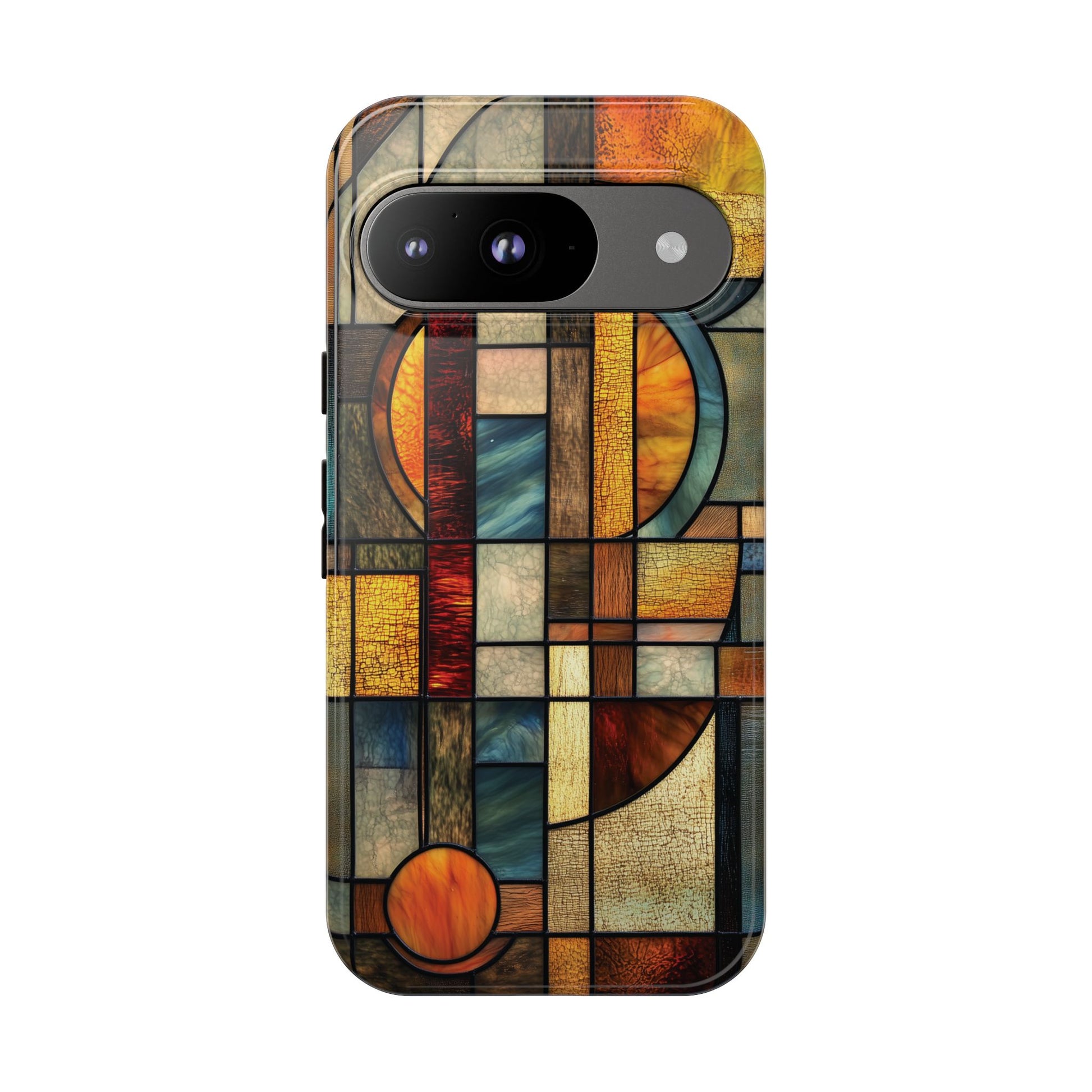 Art Deco Mosaic Stained Glass Phone Case Frank Lloyd Wright Cottage Core Usonian Prairie Style Geometric Stylish  iPhone 14 15 16 Pro