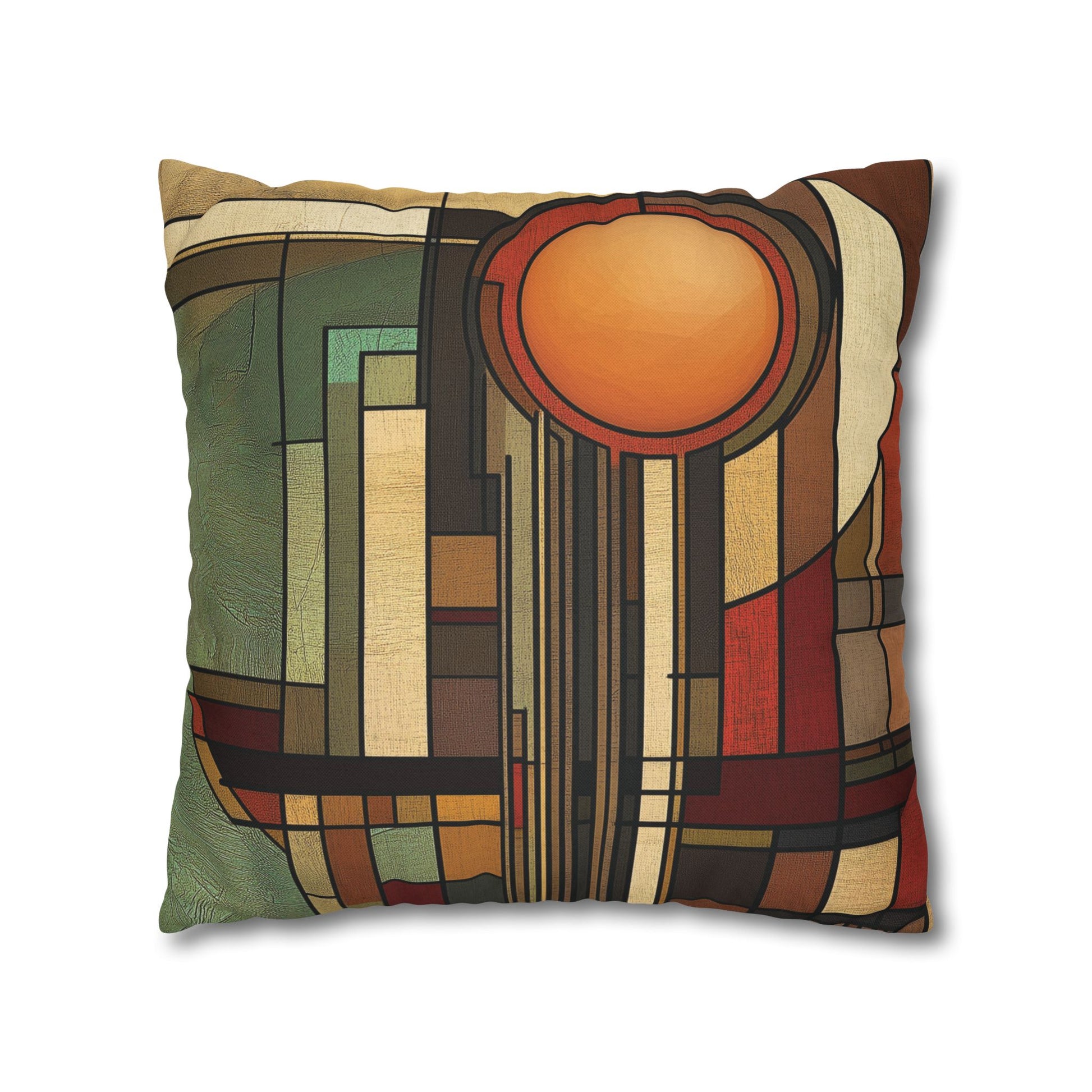Art Deco Pillowcase, Frank Lloyd Wright Prairie Style, Usonian Nature Designer Mission Style, Perfect Gift for Home - Square Pillow, Home