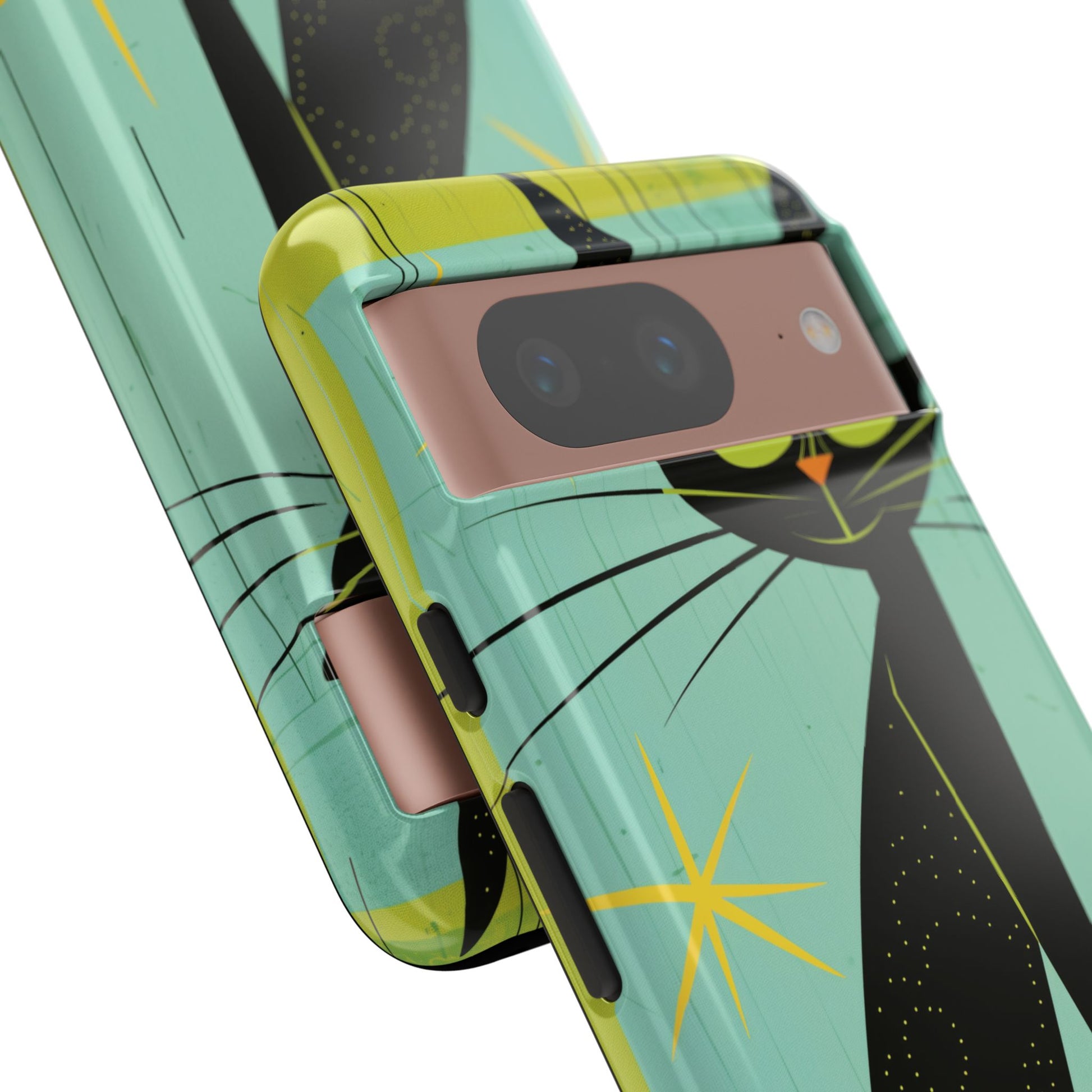Mid-Century Modern Phone Case, Mid Mod Android Case, Atomic Cats Android Case, Retro Chic Smartphone Cover, Unique Artistic Phone Accessory