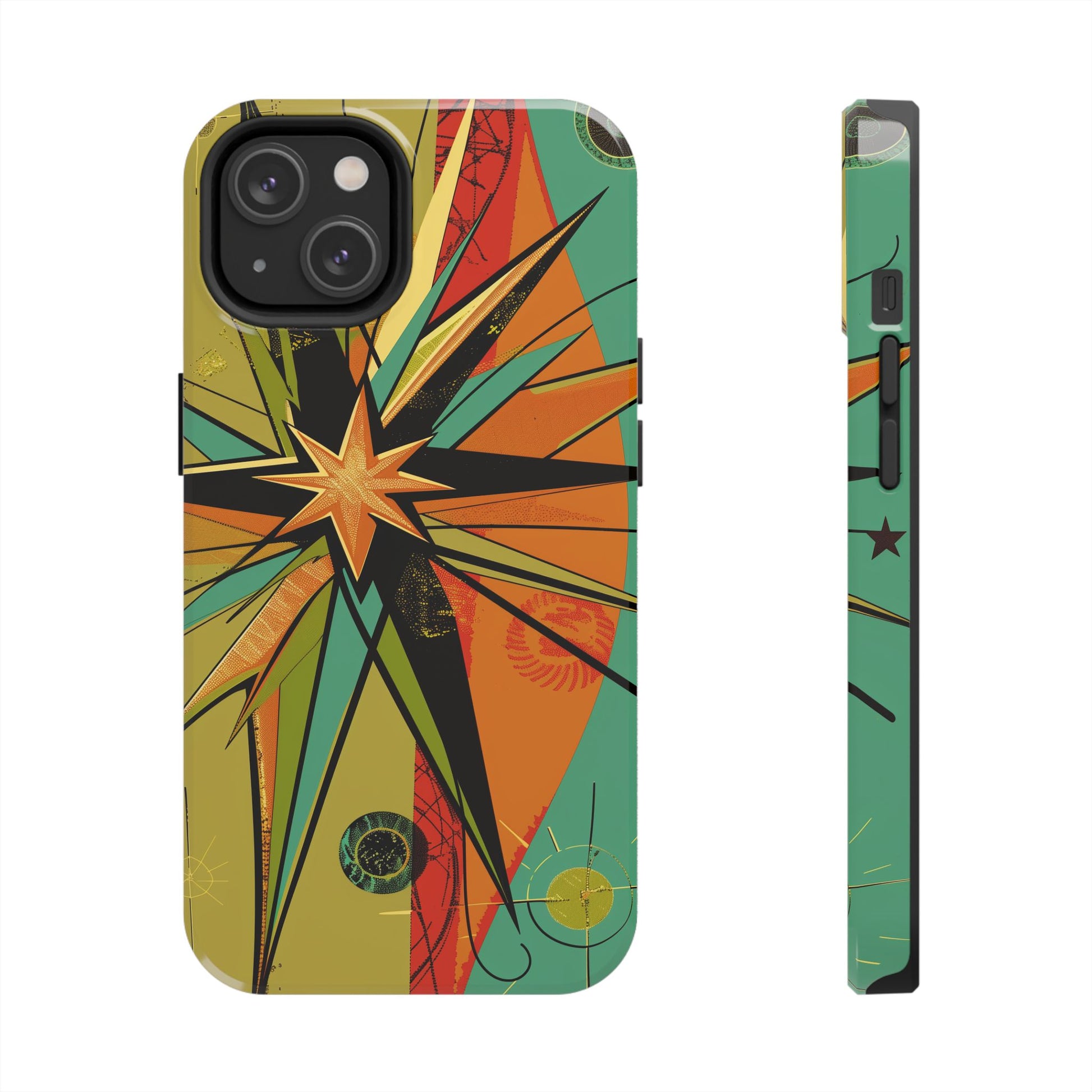 Mid Century Modern Star Design Phone Case, Earth Tone Colors, Retro Style Smartphone Cover, Vintage Phone Case, iPhone 14 Case, Apple iPhone
