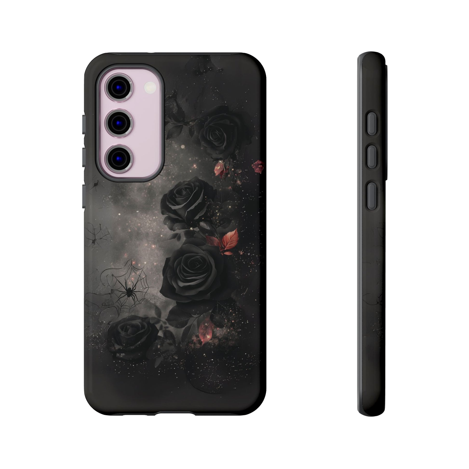 Gothic Floral Phone Case Dark Academia Black Roses Spider Webs Space Witchcraft Night Sky iPhone 13 14 15 16 Pro Max Galaxy Pixel