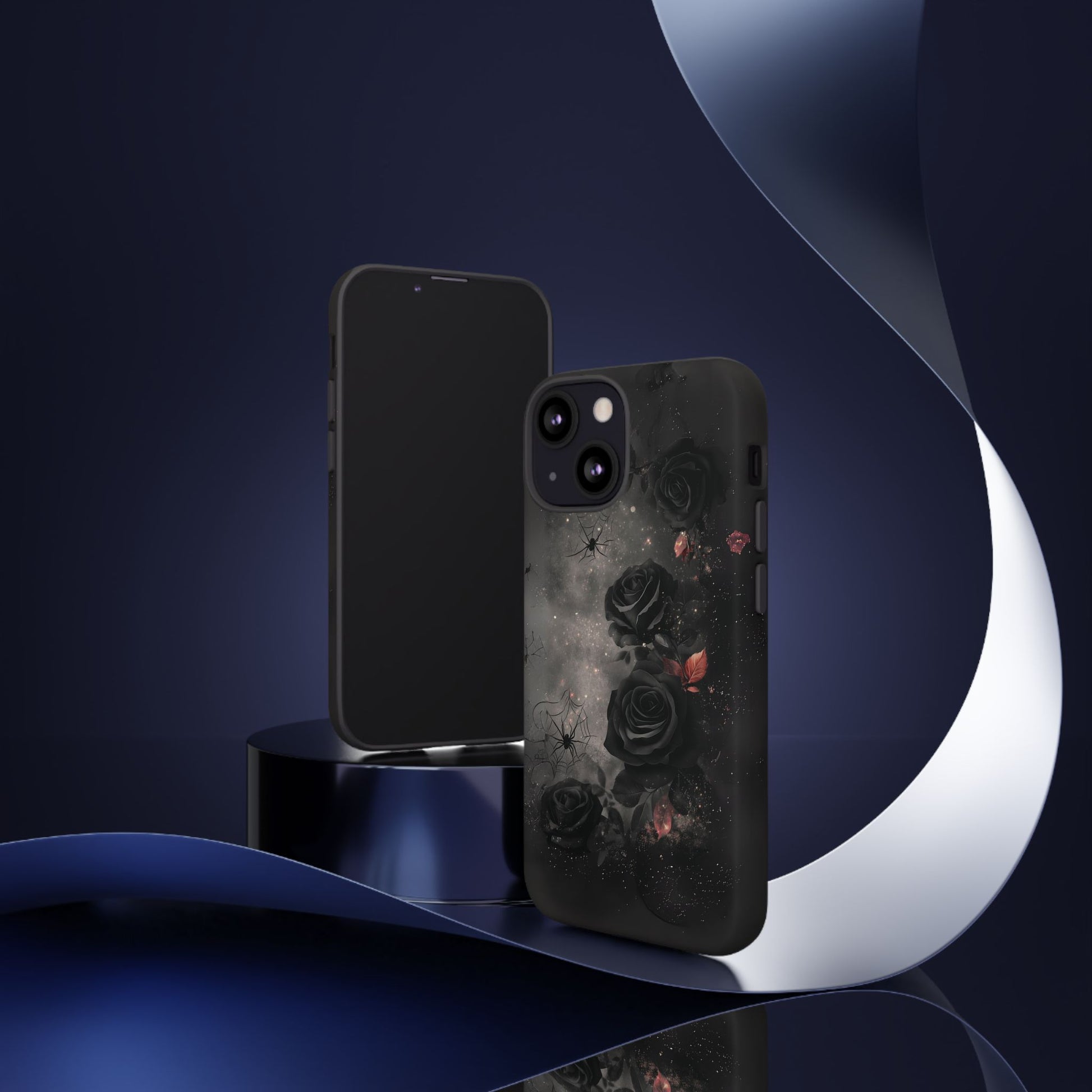 Gothic Floral Phone Case Dark Academia Black Roses Spider Webs Space Witchcraft Night Sky iPhone 13 14 15 16 Pro Max Galaxy Pixel