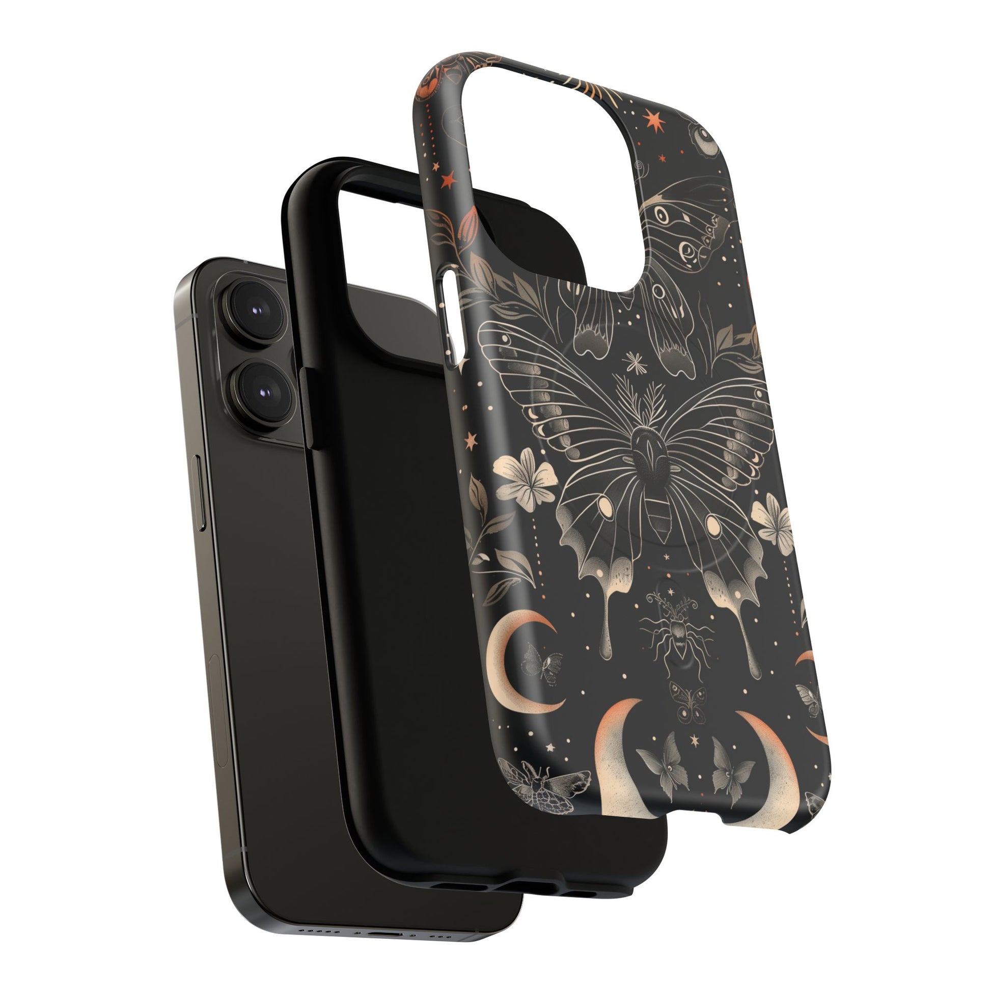 Celestial Dark Academia Phone Case Magical Moth Vintage Witchcraft Cover Esoteric Nature Art iPhone 14 15 Pro Max