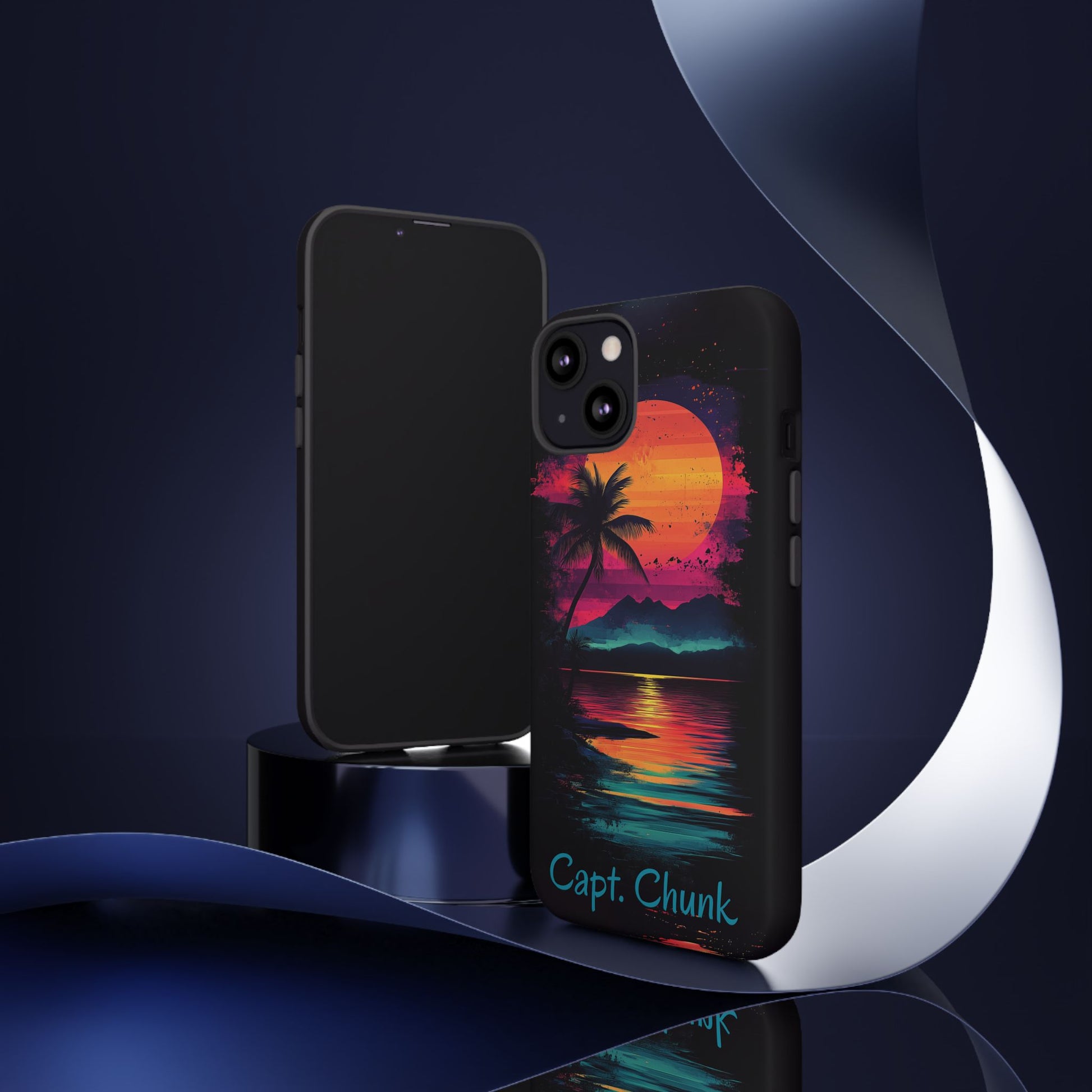 Custom Personalized Retro Palm Tree Sunset Phone Case iPhone 14 15 16 Pro Max Galaxy S24 Google Pixel Mountain Beach Fantasy Surfing Neon