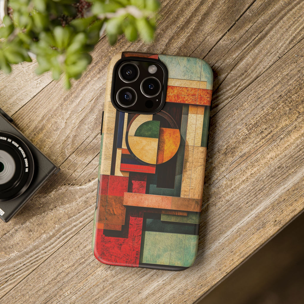 Tan Prairie Style Frank Lloyd Wright Usonian Phone Case Geometric Stained Glass Art Deco Marble Gold 13 14 15 16 iPhone Pro Max Galaxy Pixel