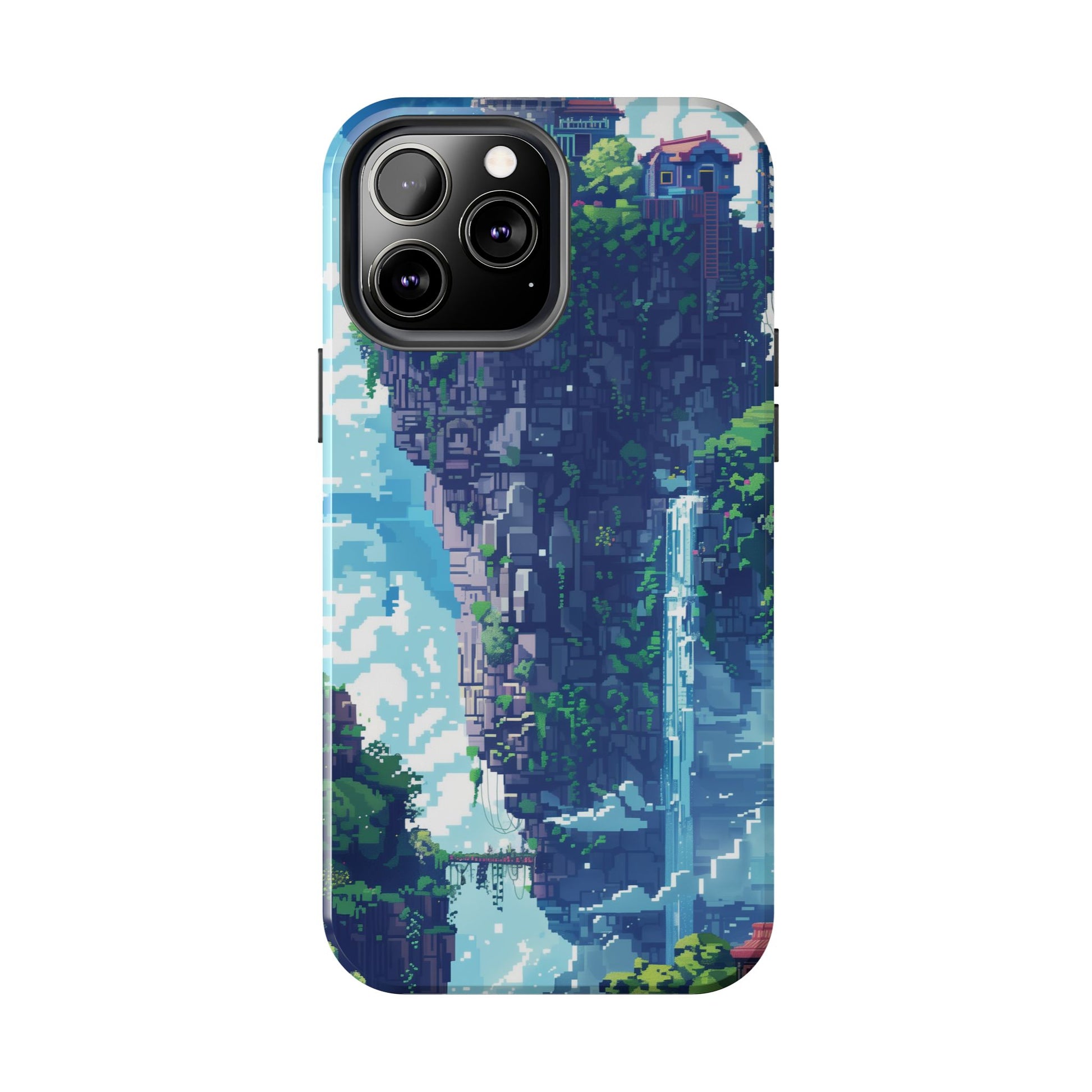 Pixel Art Video Game Landscapes Phone Case, Retro Gaming Pixelated Design, Geeky Gamer Phone Cover, Unique Video Game Art Accessories