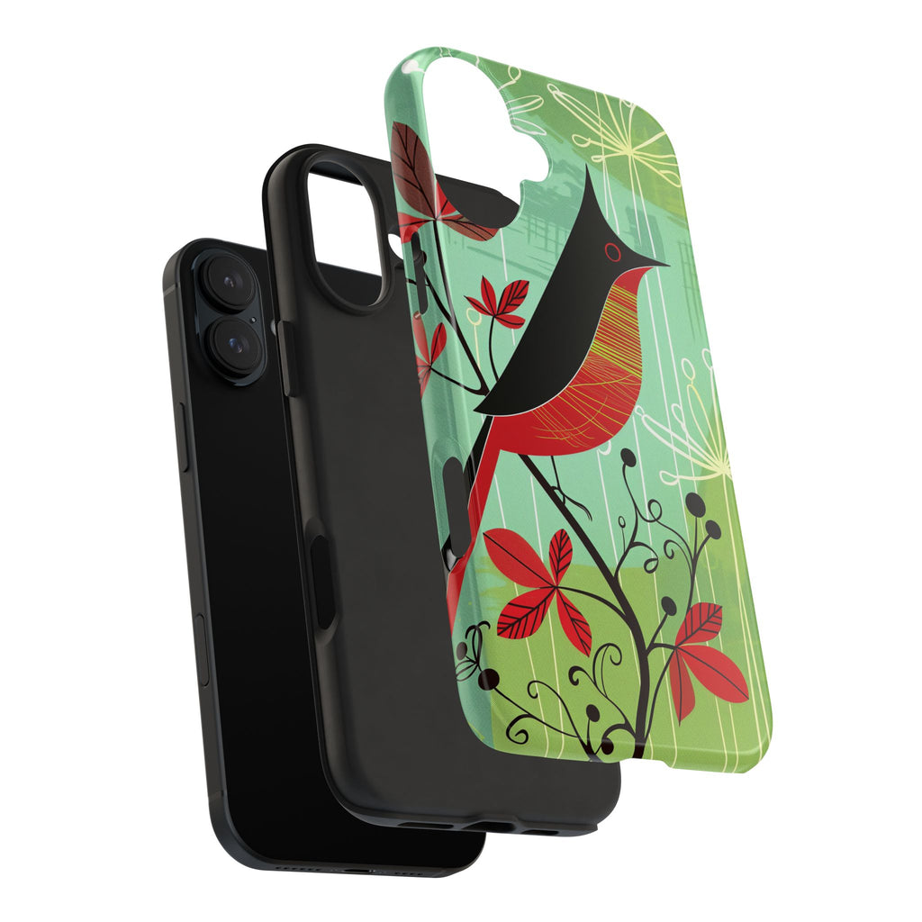 Mid Century Modern Animal Phone Case, Atomic Birds, Bird Iphone Case,Earth Tone Colors, Retro Style Smartphone Cover, iphone 14 Case, Apple