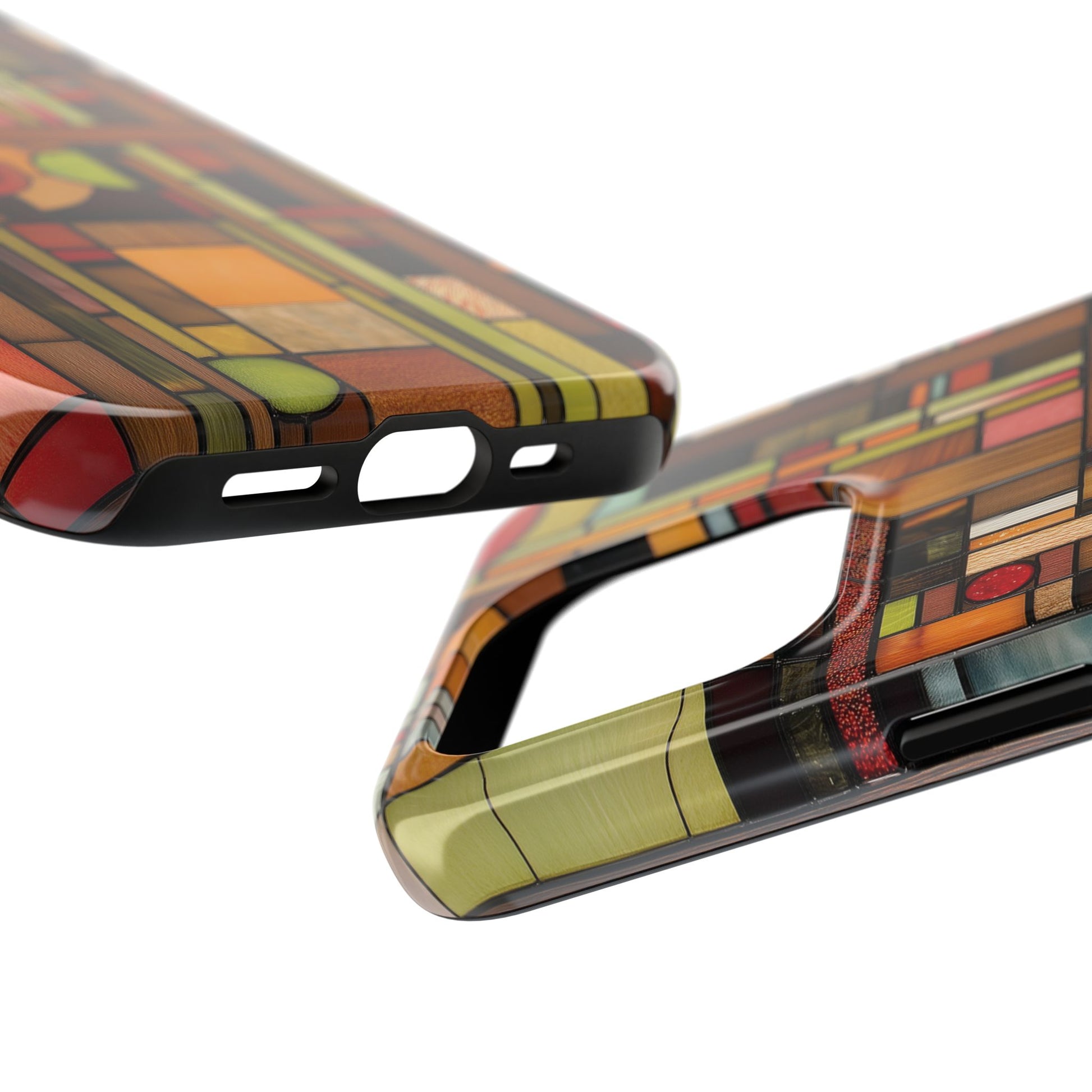 Stained Wood and Glass Phone Case Artistic iPhone Case Architectural Design, Art Deco iphone Case, iPhone 15 Pro Max