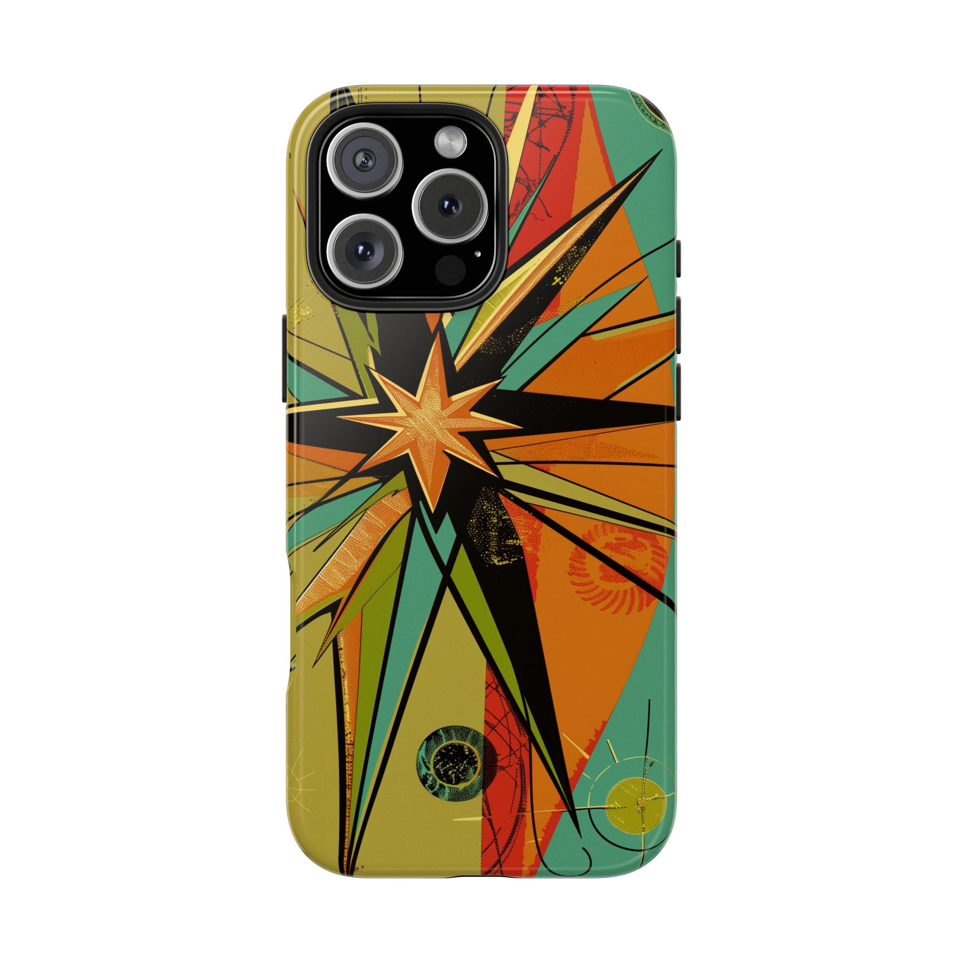 Mid Century Modern Star Design Phone Case, Earth Tone Colors, Retro Style Smartphone Cover, Vintage Phone Case, iPhone 14 Case, Apple iPhone