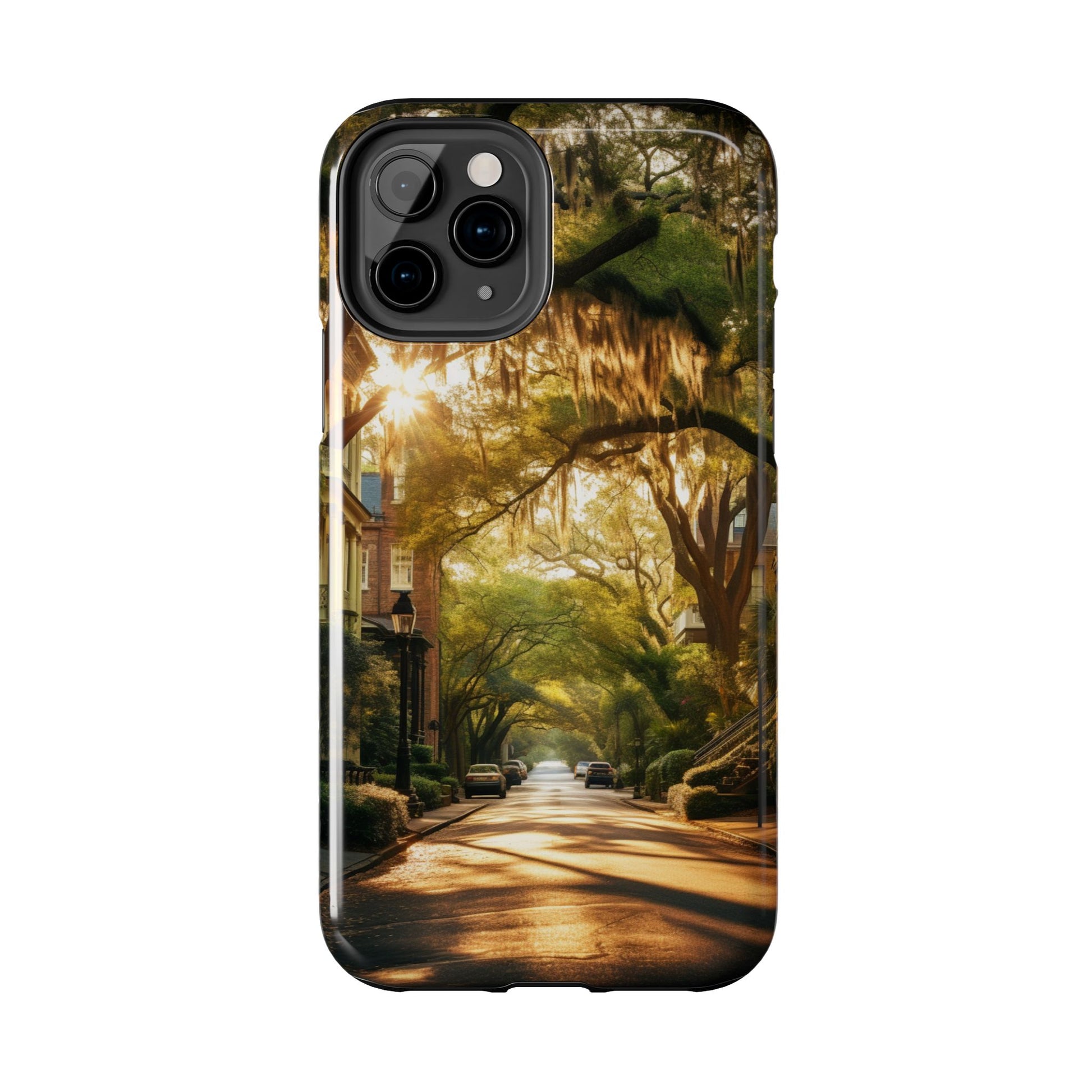 Historic Savannah Georgia Street Scene Phone Case - Unique Protective Cover for iPhone Models, Perfect Souvenir or Gift